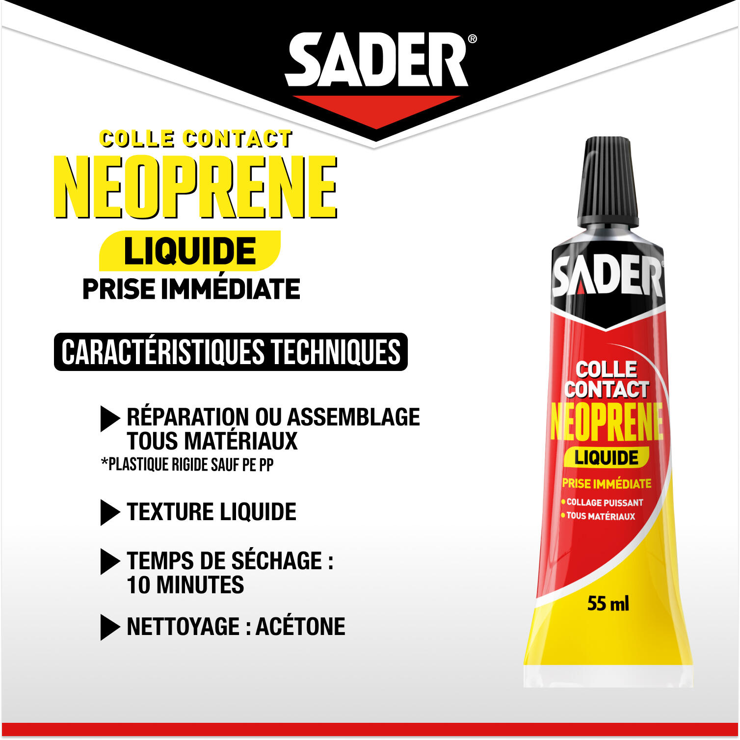 Colle d'assemblage liquide néoprène SADER Liquide multi-usages beige, 55ml - 3