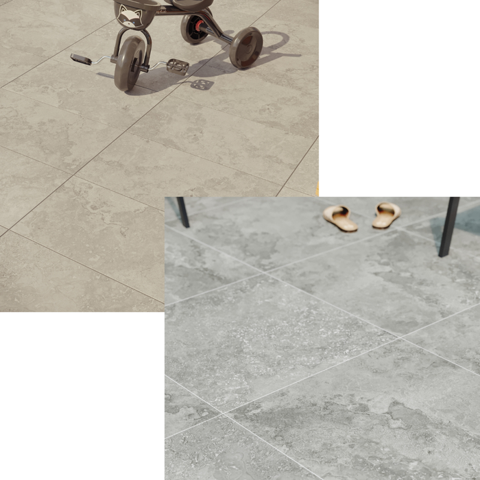 Azulejos cuadrados y rectangulares.