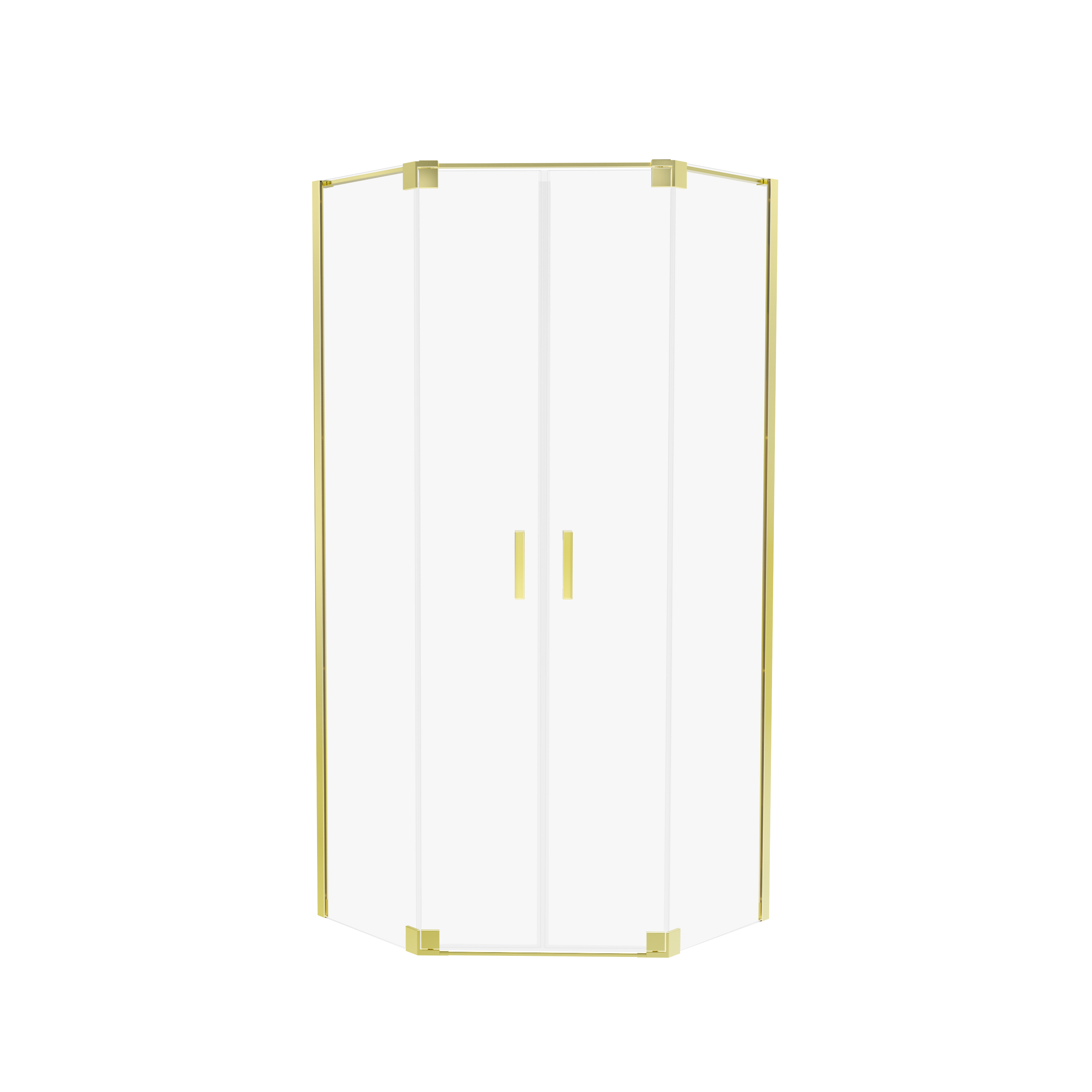 Kabina prysznicowa pięciokątna podwójne drzwi Swing 80x80x200 cm złota Wellneo