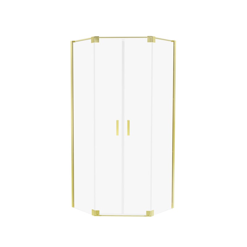 Kabina prysznicowa pięciokątna podwójne drzwi Swing 80x80x200 cm złota Wellneo