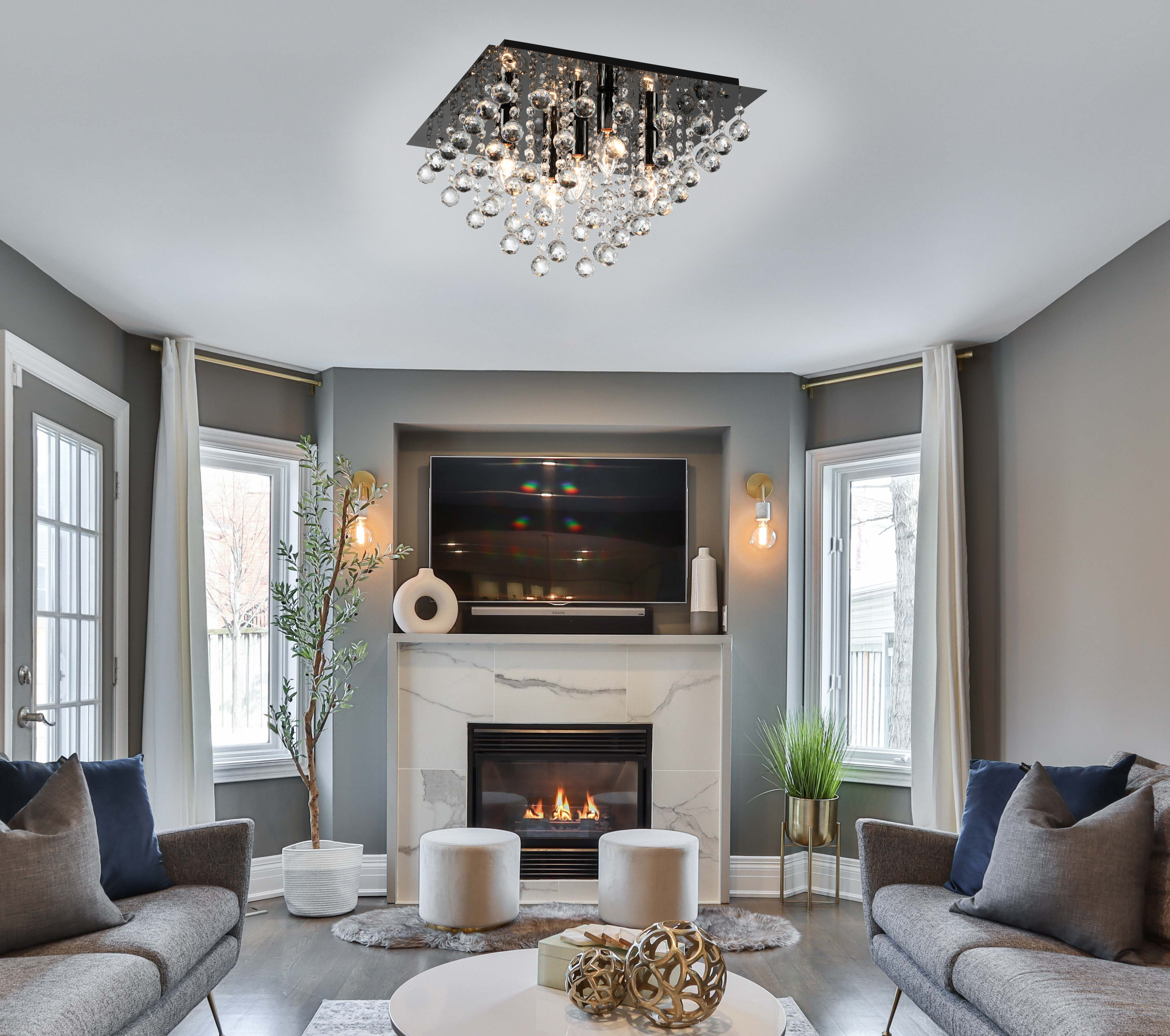 Lampa sufitowa Lancaster Crystal 5 x E14 czarna Reality - 2