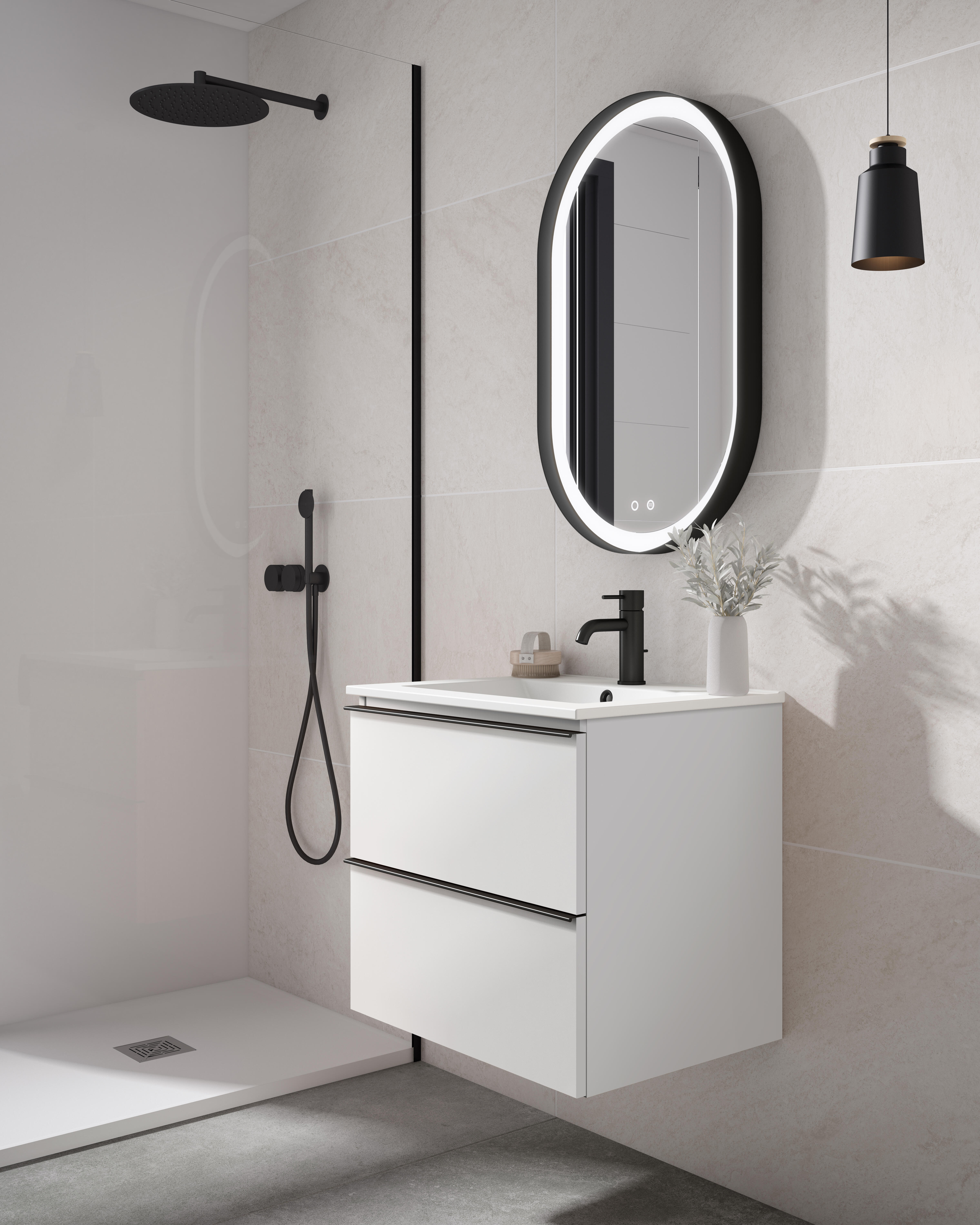 Mueble de baño con lavabo bora blanco mate 60x45 cm