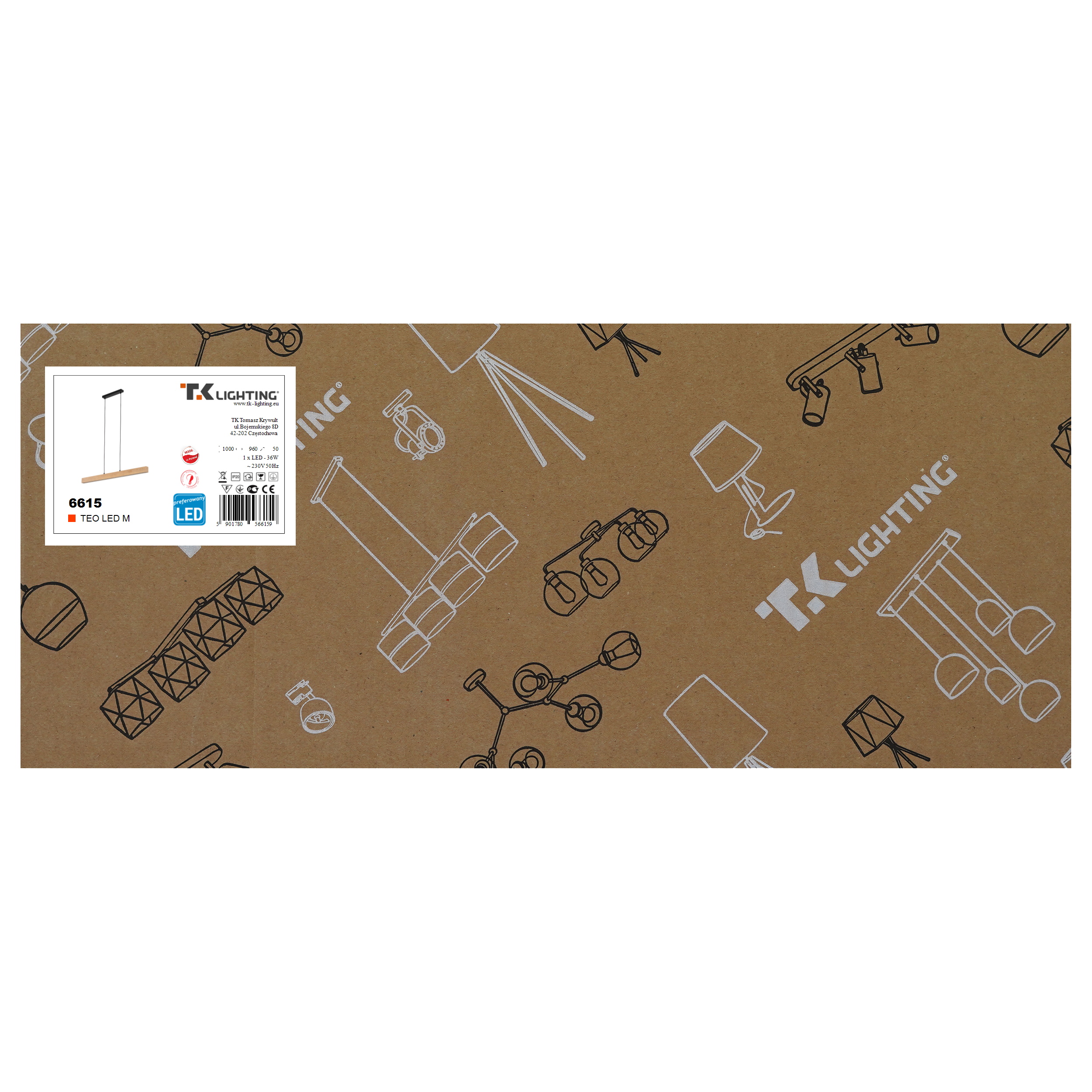 Lampa wisząca Teo drewno LED Tk Lighting - 19