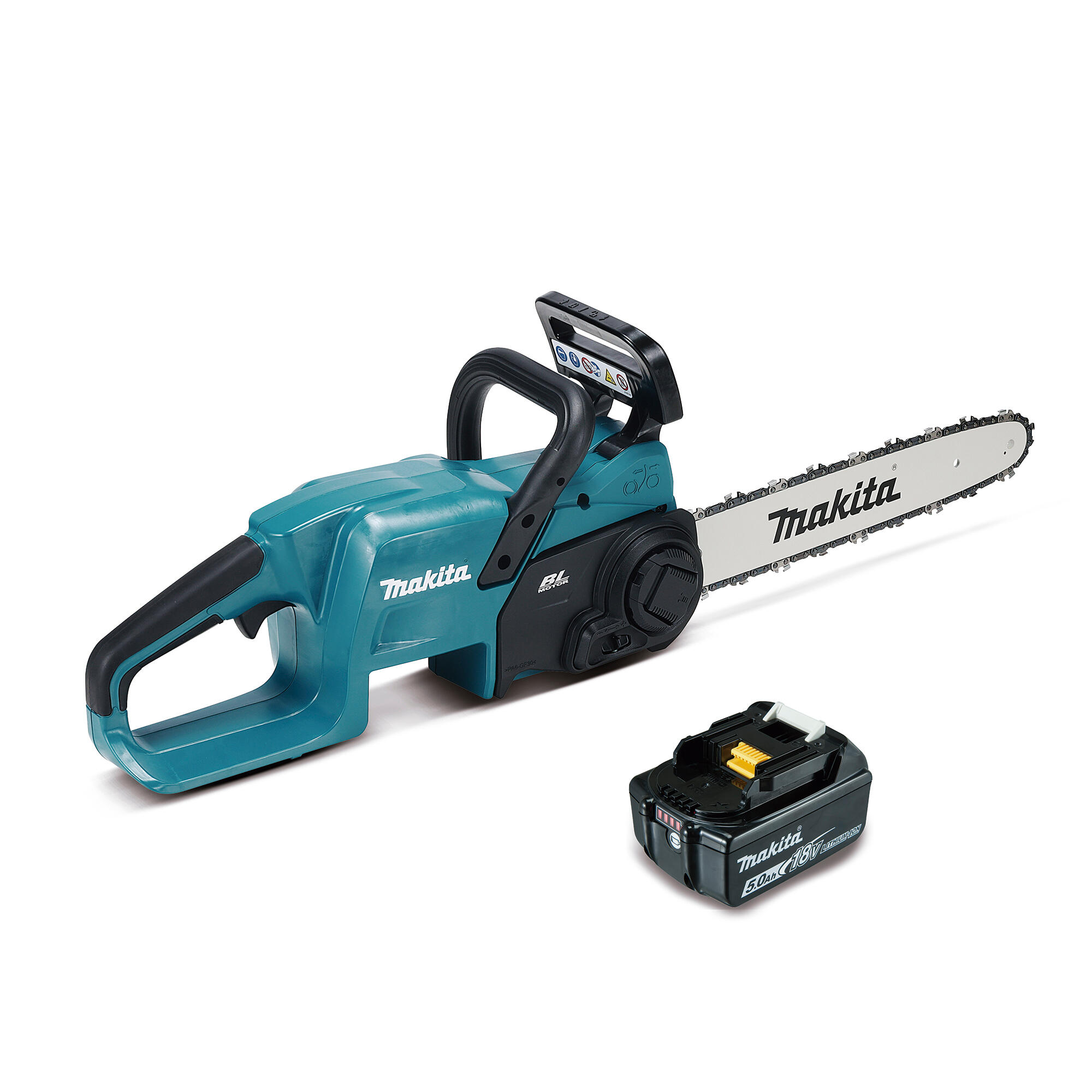 Motosierra a batería makita duc357rt 18v 5ah 35 cm longitud espada