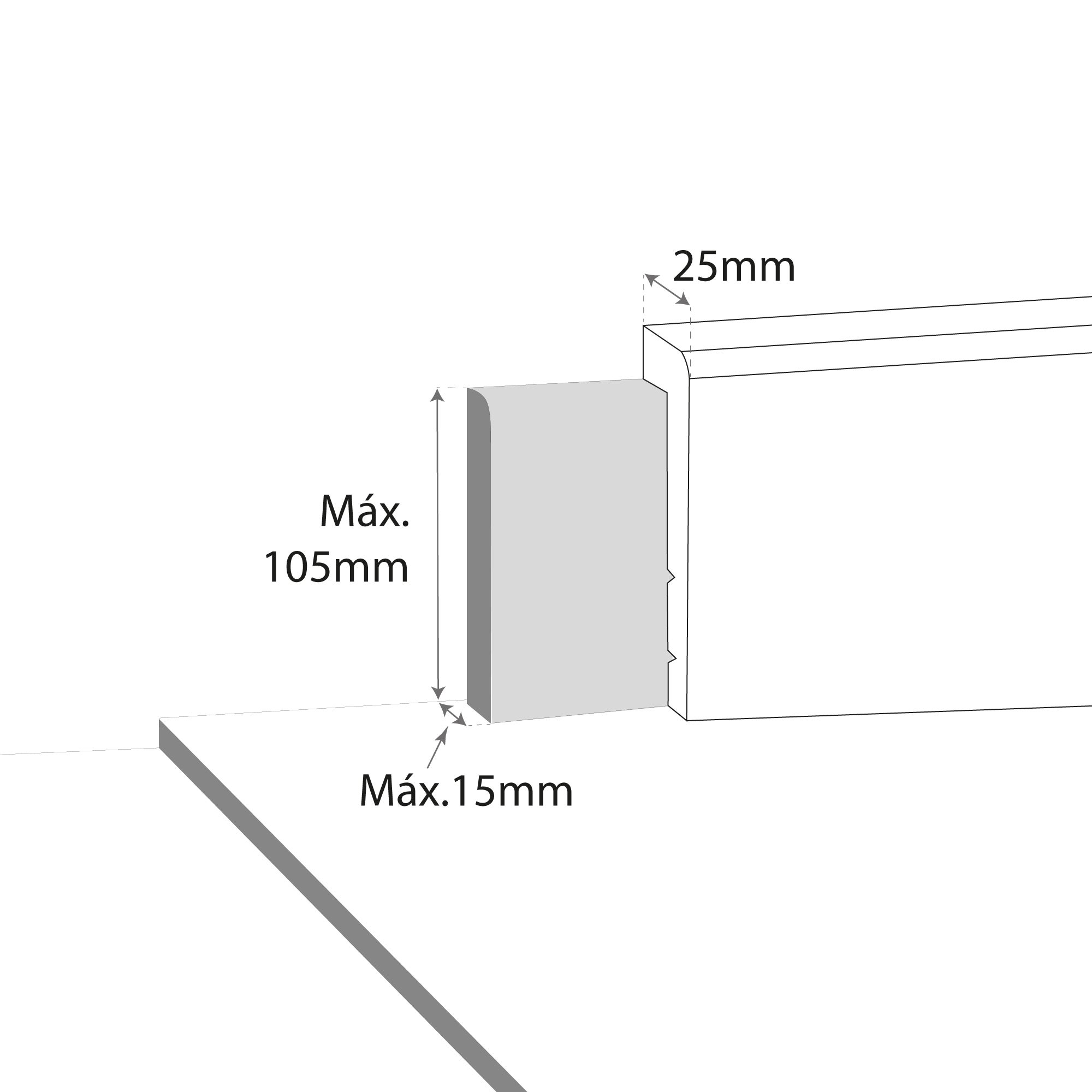 Rodapé Madeira branco 19x120x2440 mm Faus Decor - 3