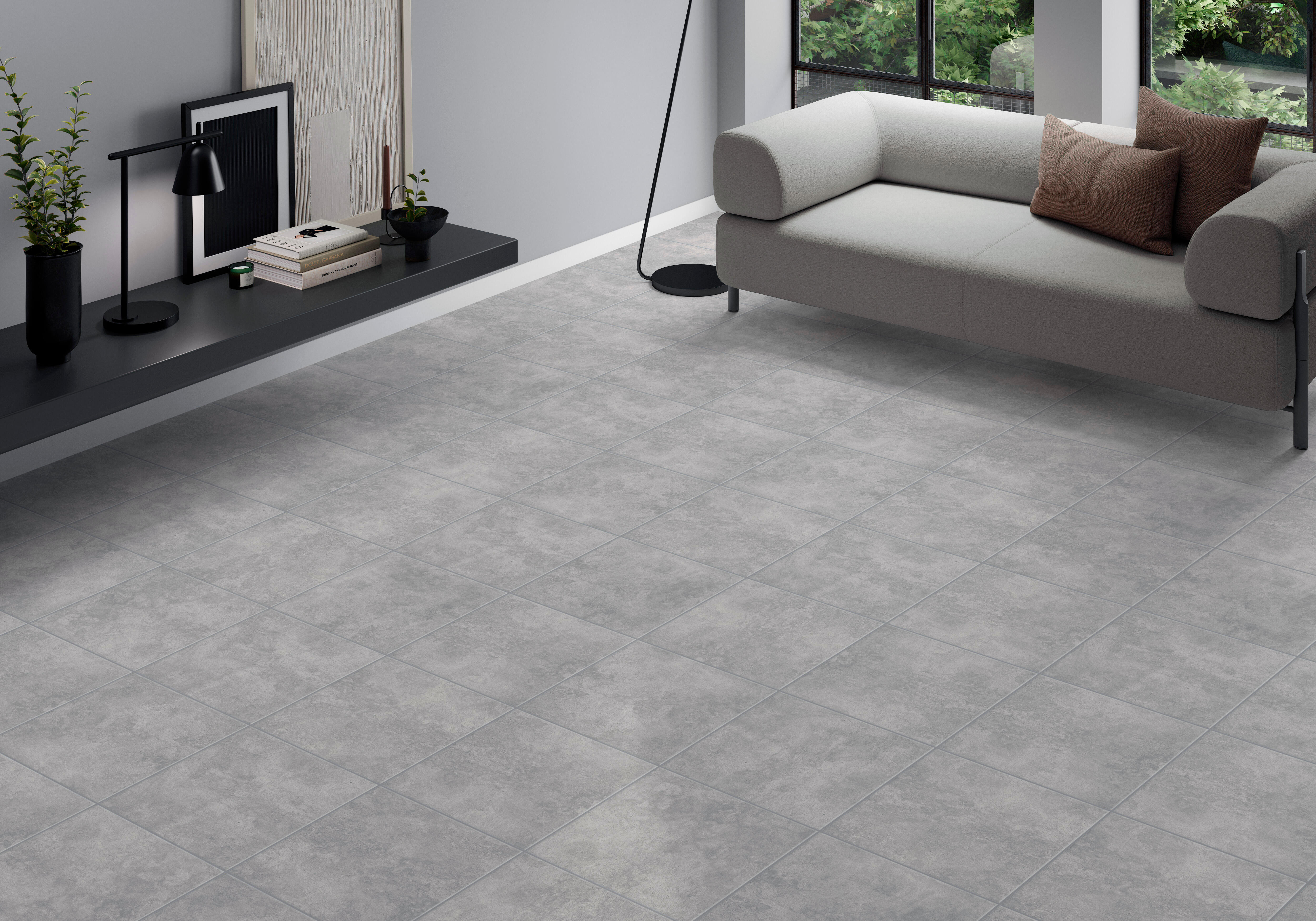 Suelo cerámico denver efecto cemento gris 45x45 cm c1