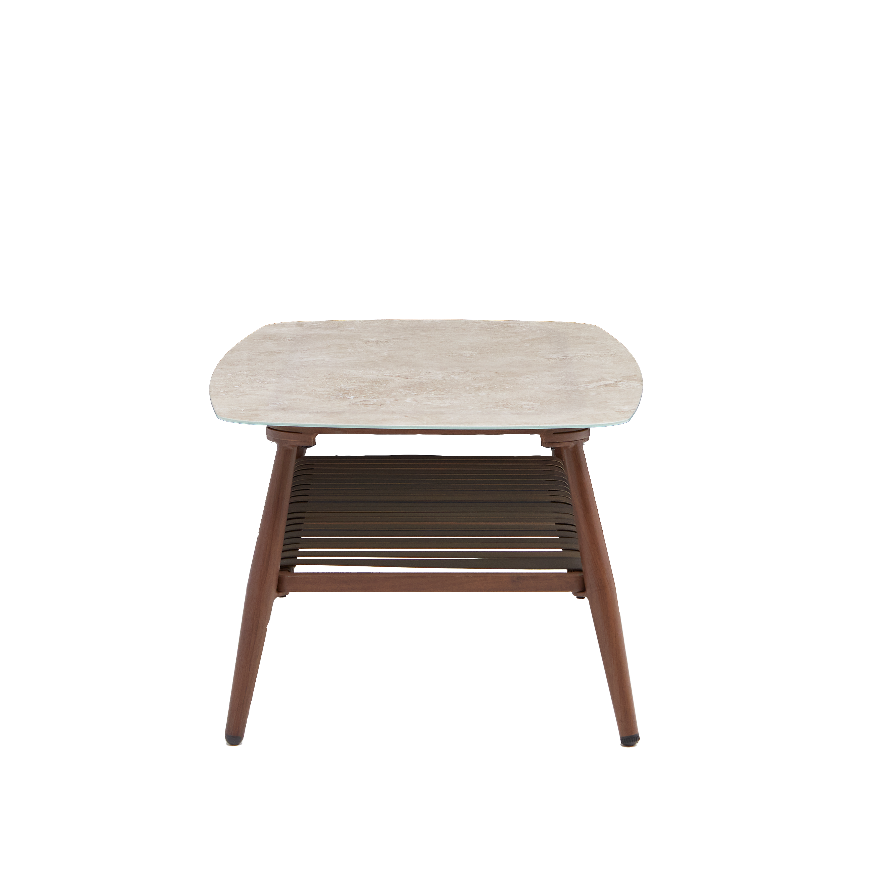 Table basse en aluminium effet bois et verre Retro NATERIAL - 11