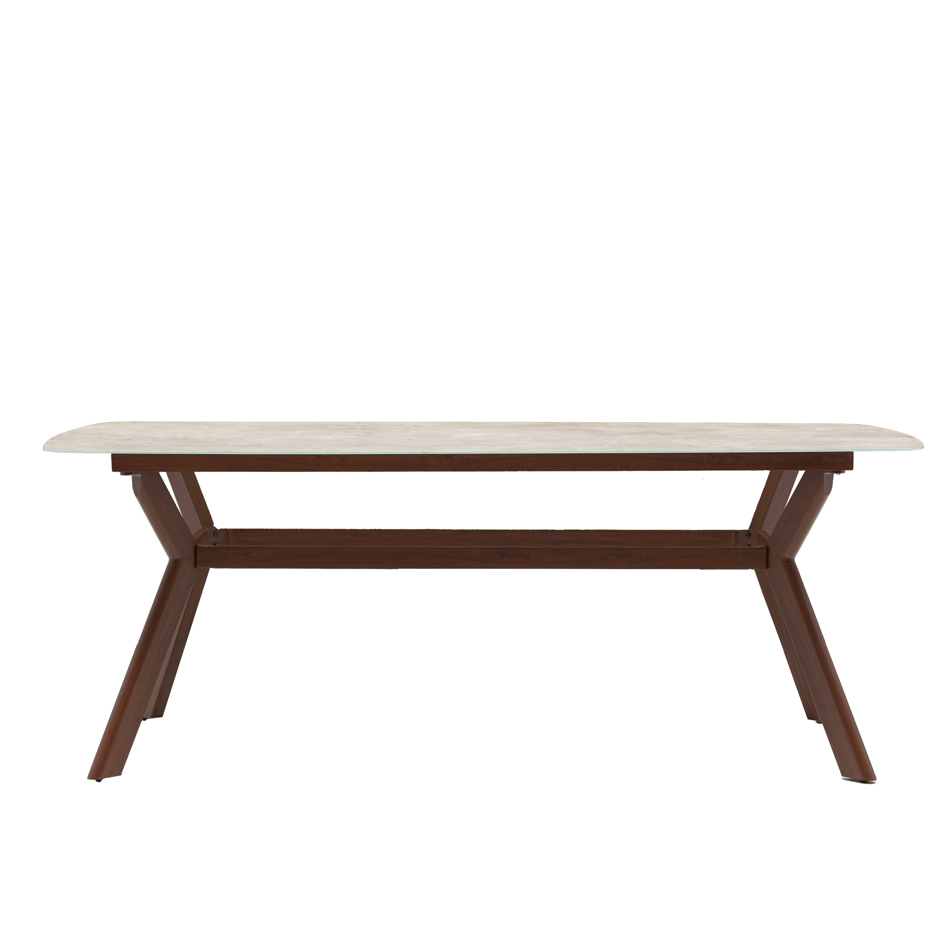 Tavolo da pranzo per giardino Retro NATERIAL in alluminio con piano in vetro beige per 6 persone 100x200cm - 5