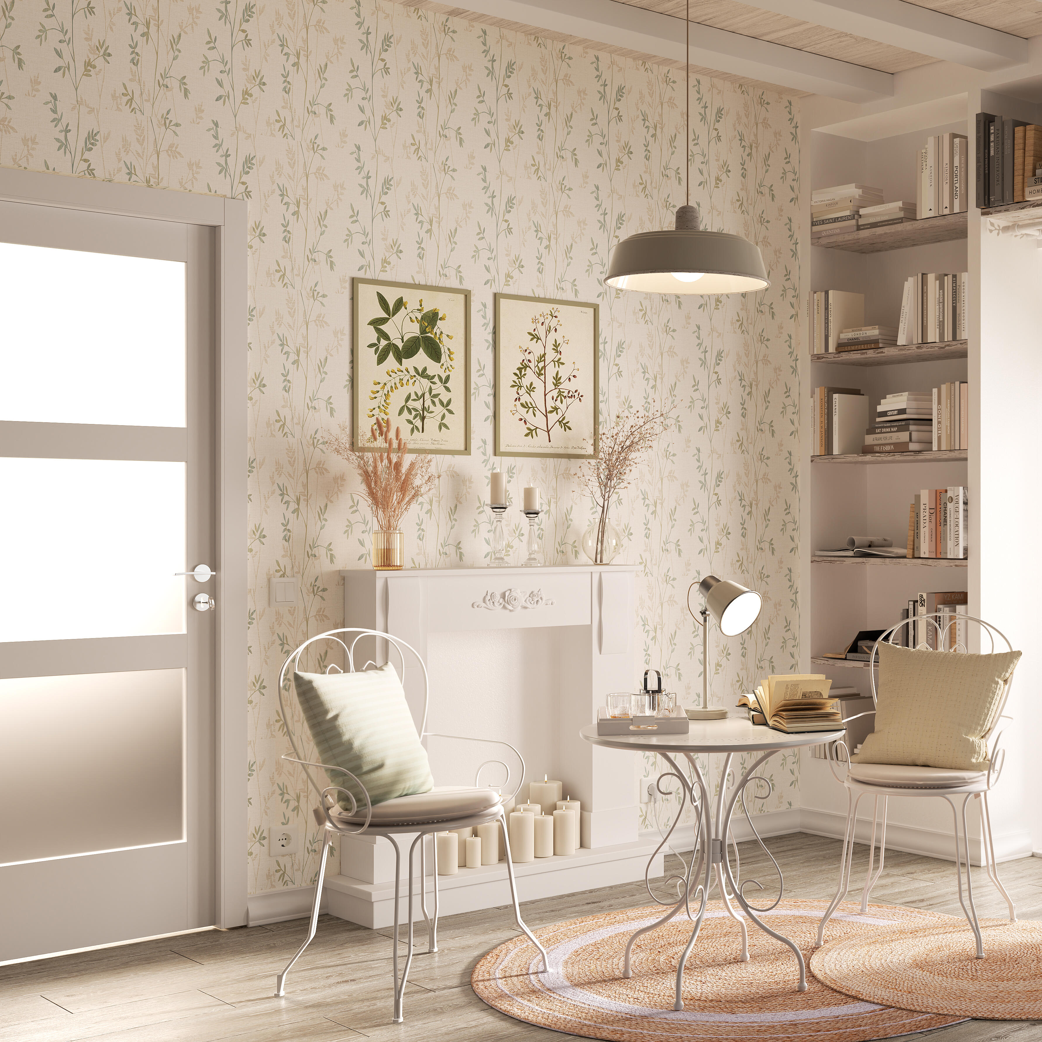 Tappeto Nils natura in juta beige e bianco, Ø150 cm - 5