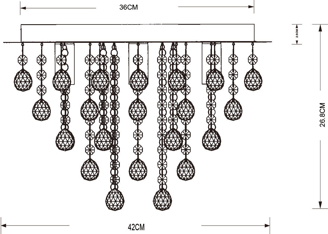 Lampa sufitowa Lancaster Crystal 5 x E14 czarna Reality - 5