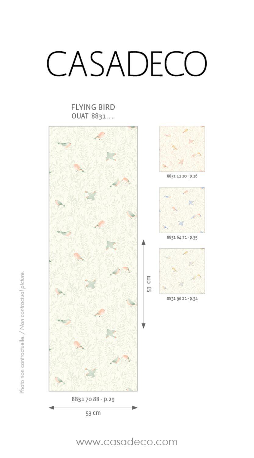 Papier peint intissé Once upon a time oiseau rose nude - 2