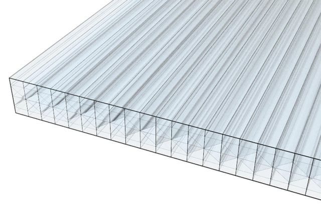 Plaque polycarbonate l.1,25 x L.4,02m, ep.32 mm, 3.55KG/M2 7 parois clair