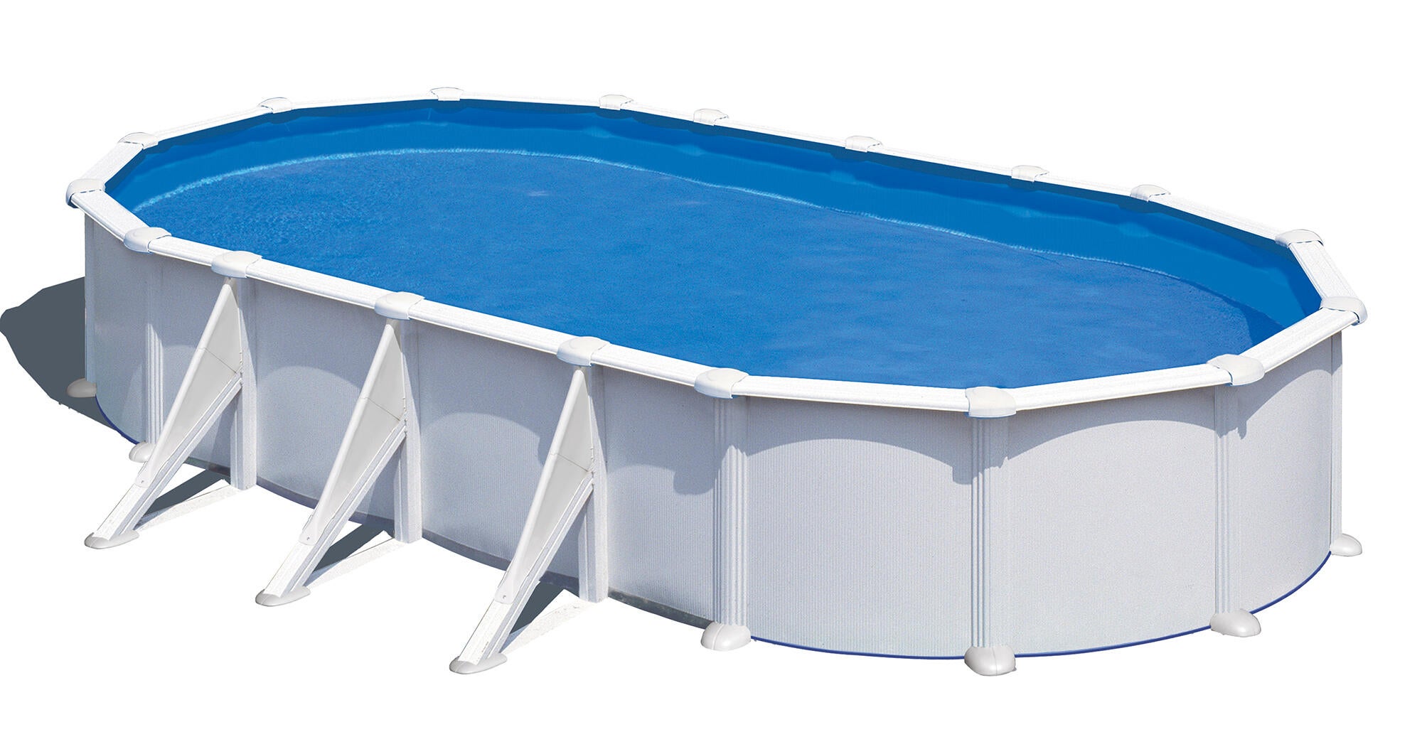 Piscina Desmontable De Acero Blanco Ovalada Gre 7,3 X 3,75 X 1,32 M
