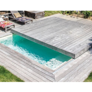 Cubierta transitable móvil manual de aluminio 6x3 m tarima silver