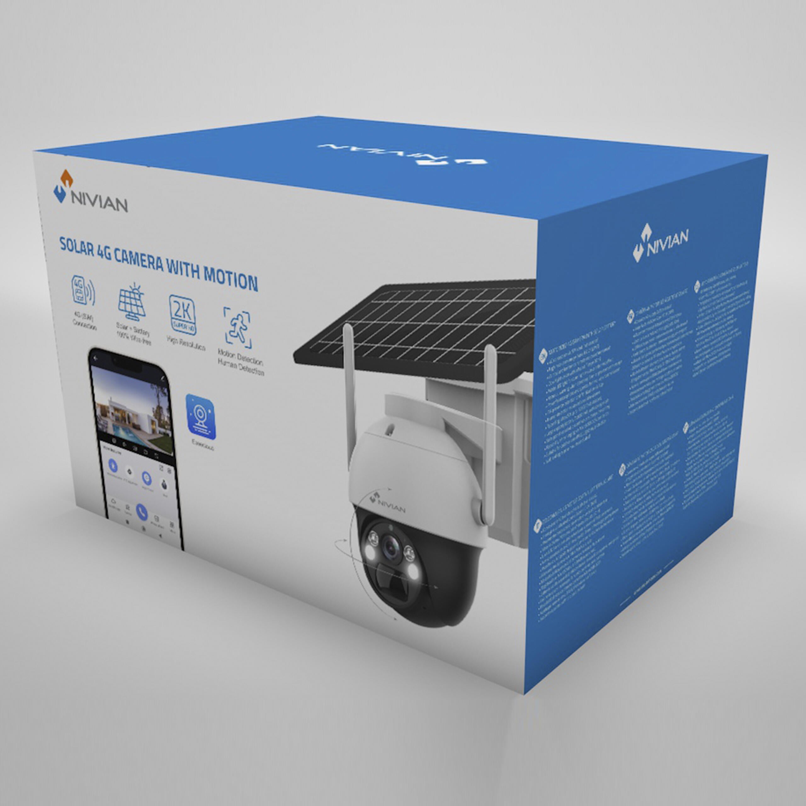Cámara de vigilancia 4G motorizada a bateria NIVIAN con panel solar - 8