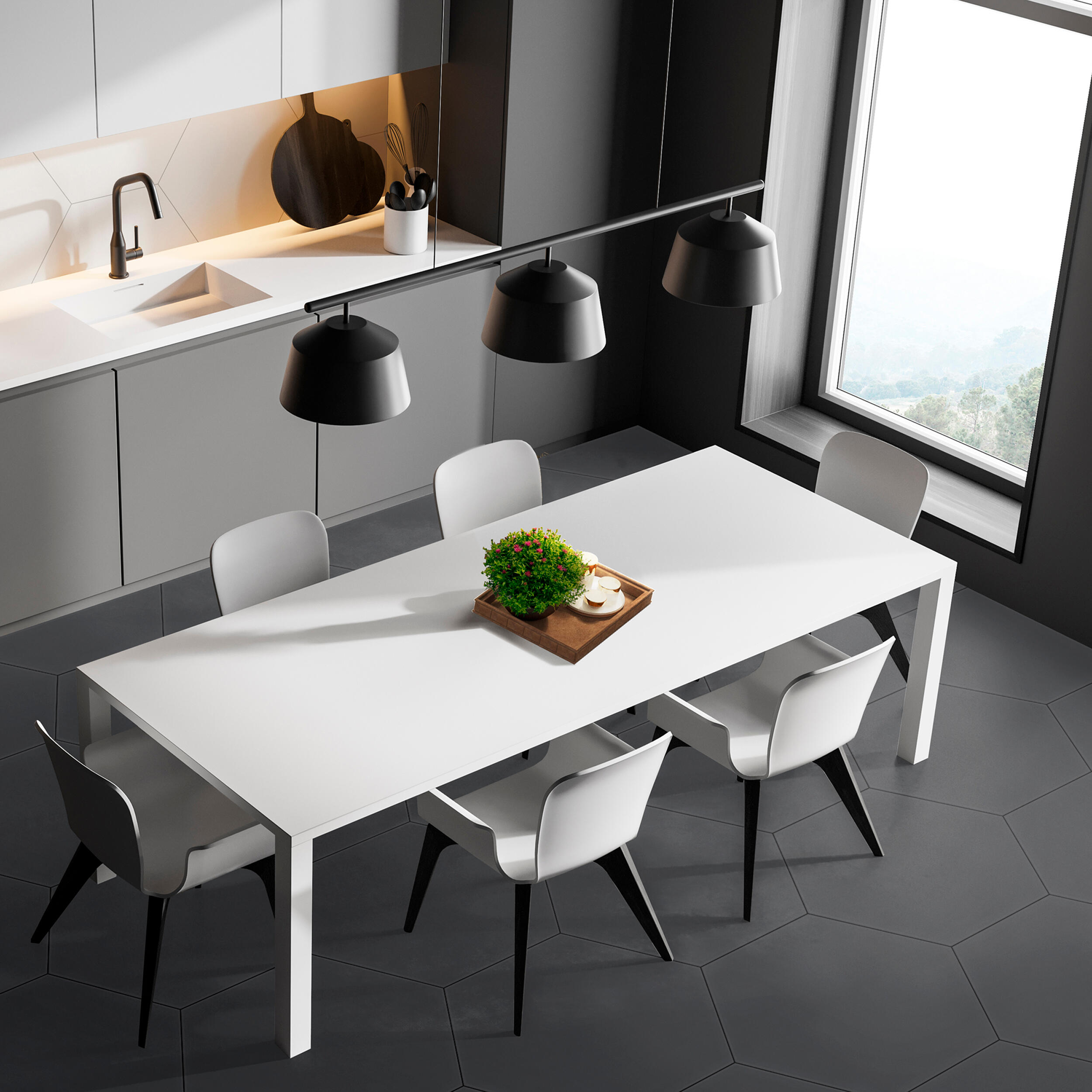 Suelo/azulejo porcelánico chess efecto negro 60x52 cm c1