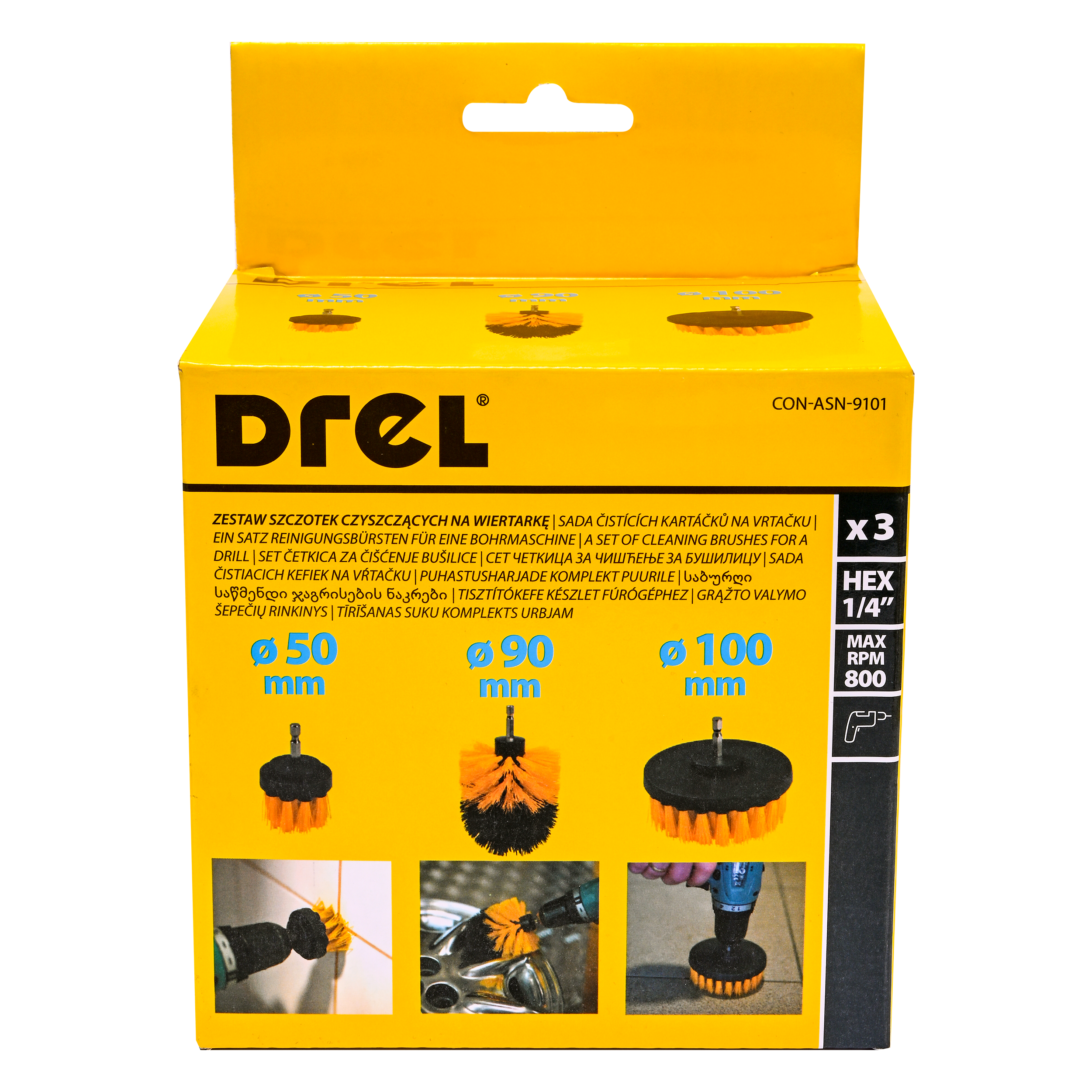Zestaw szczotek czyszczących 3 szt. na wiertarkę/wkrętarkę DREL - 15
