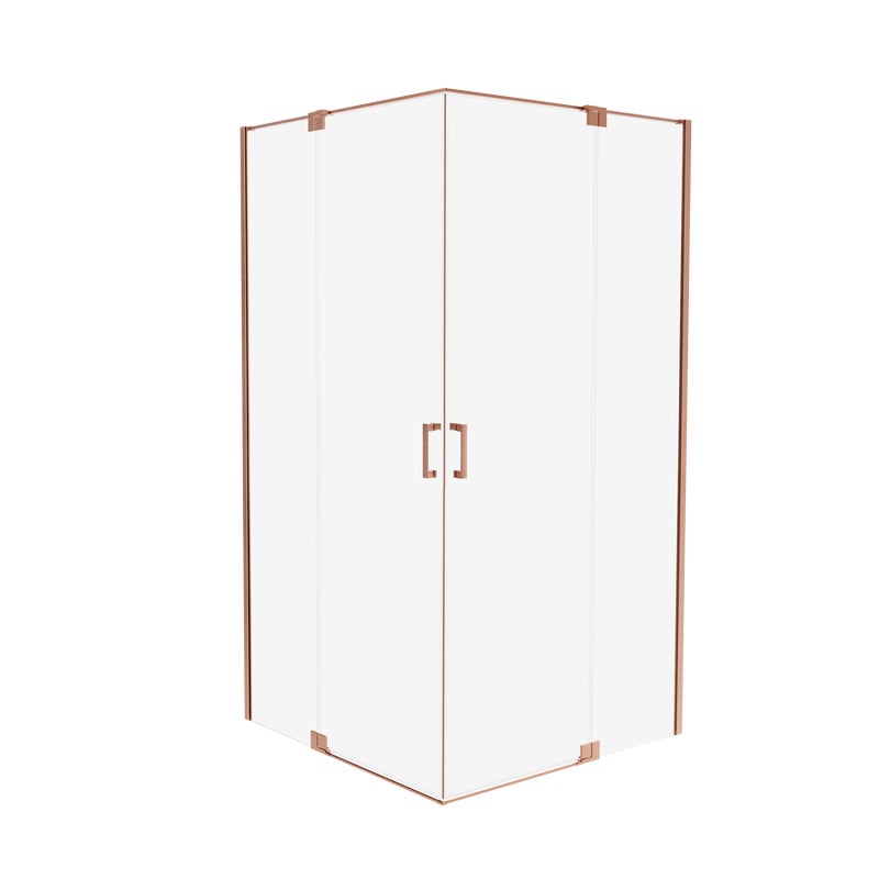 Kabina prysznicowa prostokątna dwuskrzydłowa uchylna Swing Copper 100 x 80 x 200 cm miedź szczotkowana szkło transparentne Wellneo