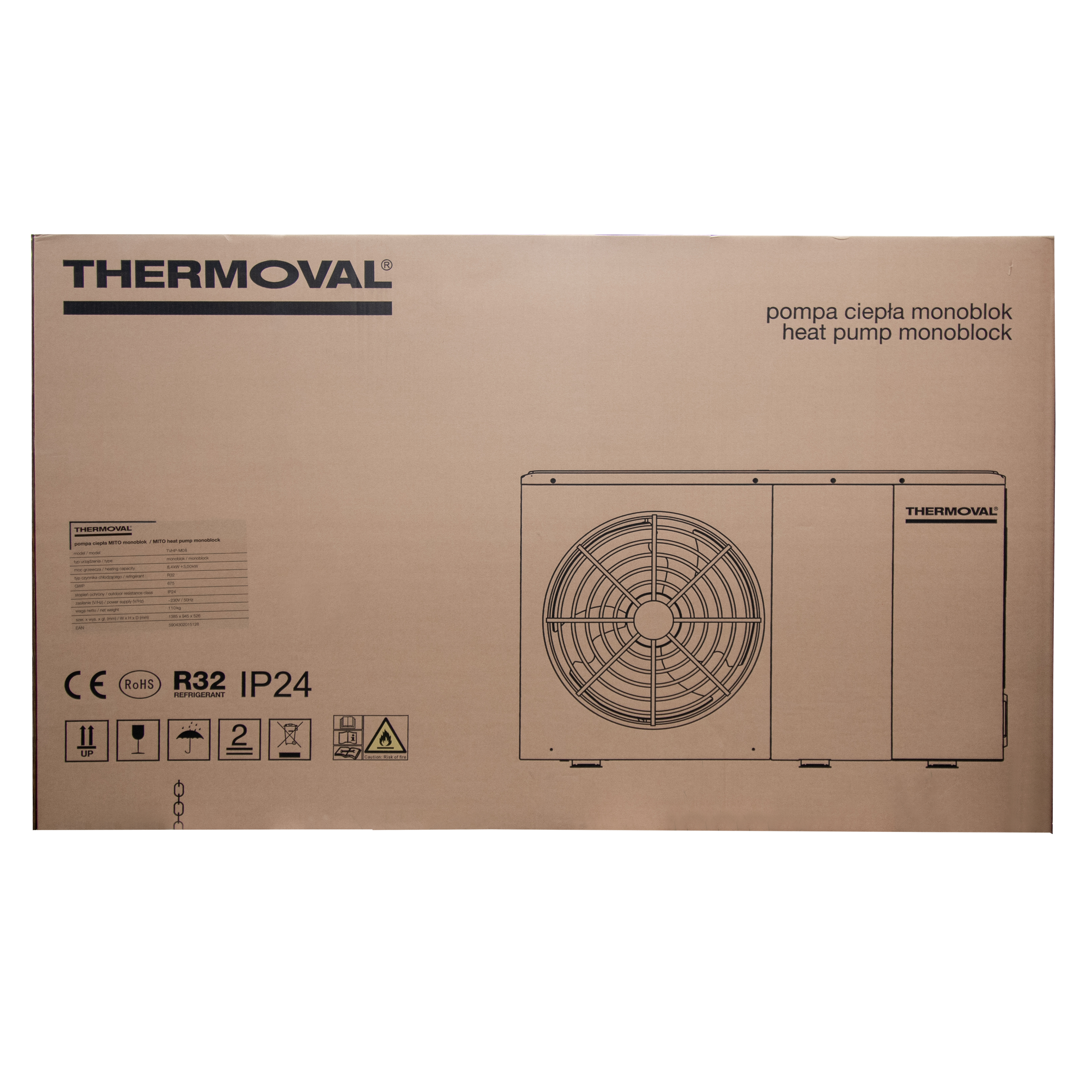 Pompa ciepła powietrzno-wodna MONOBLOK MITO TVHP 8kW THERMOVAL - 3