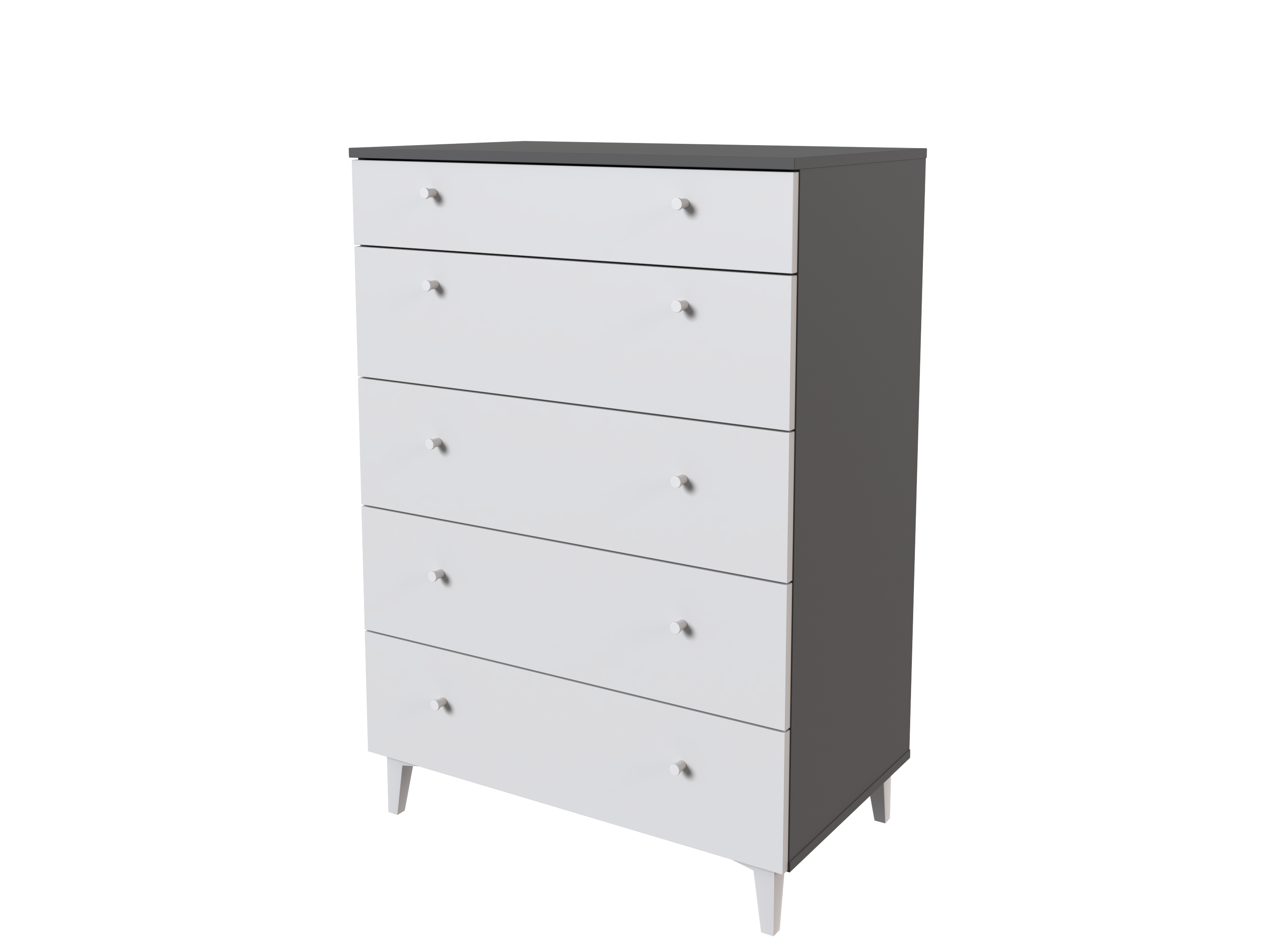 Cómoda home tambre blanca y gris con 5 cajones de 114.1x80x48 cm