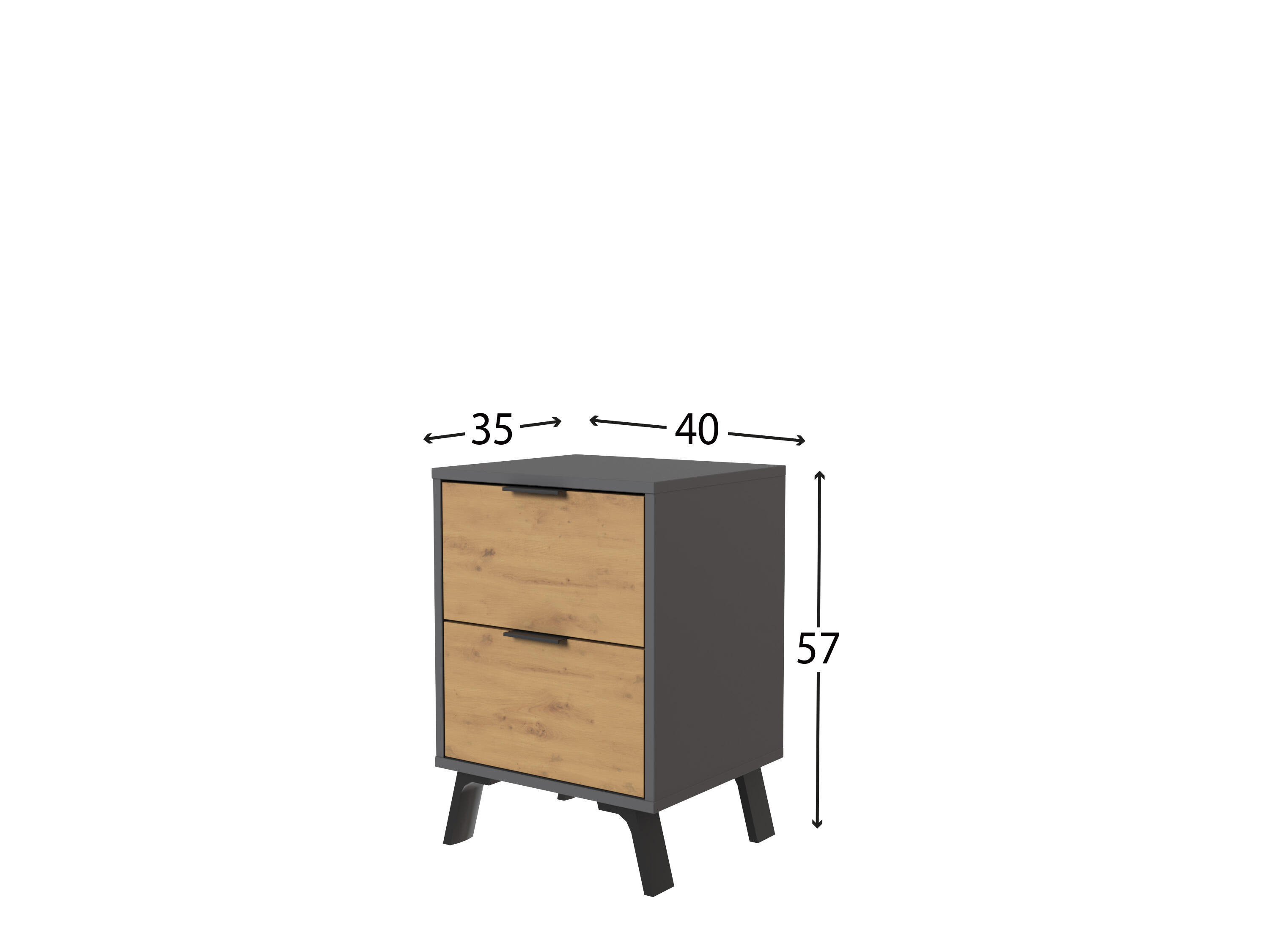 Mesilla Home Salor gris y roble con 2 cajones de 57.1x40x34cm - 2
