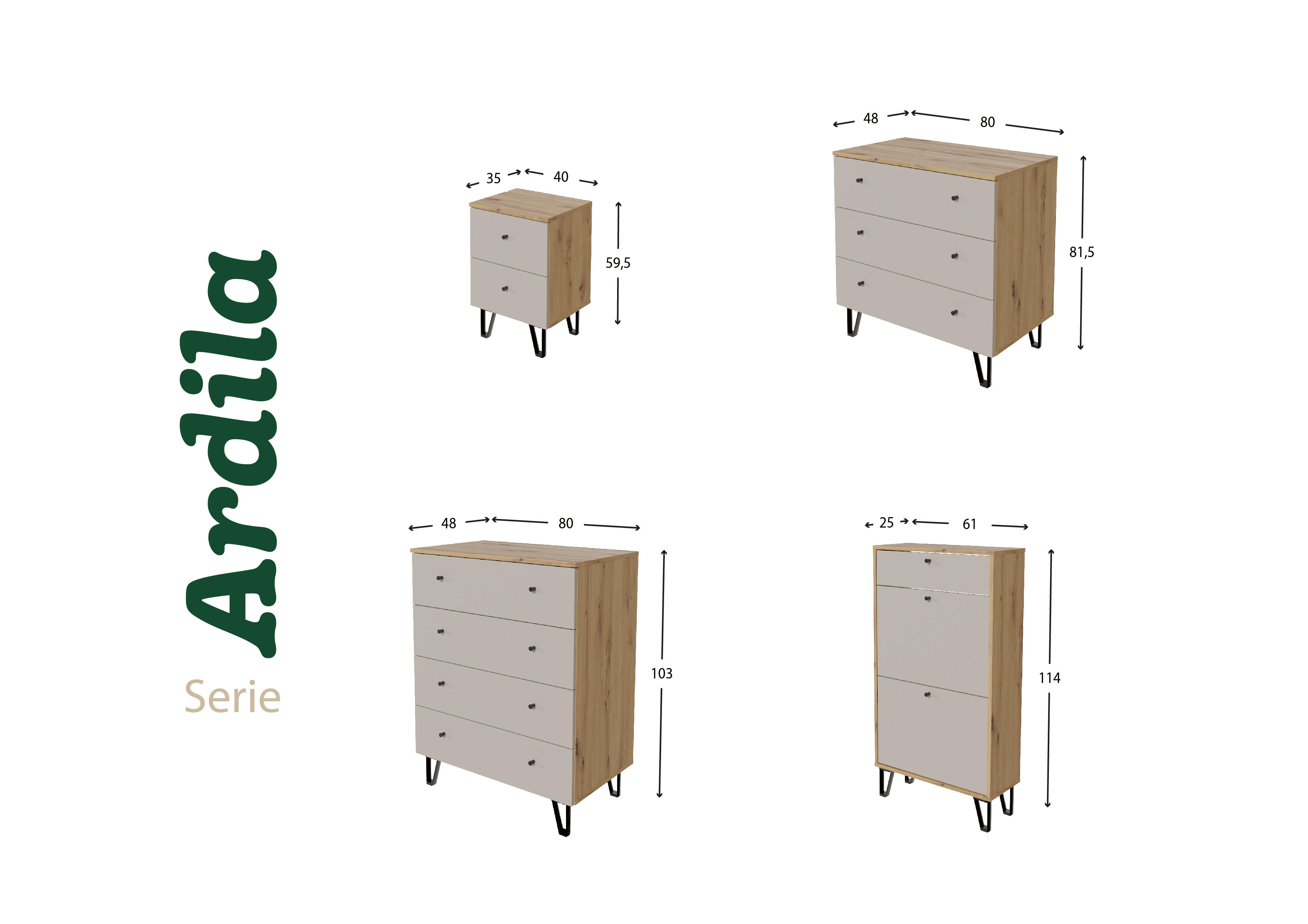 Cajonera de frente cerrado con 2 cajón/es de 40.2x59.4x35 cm - 4