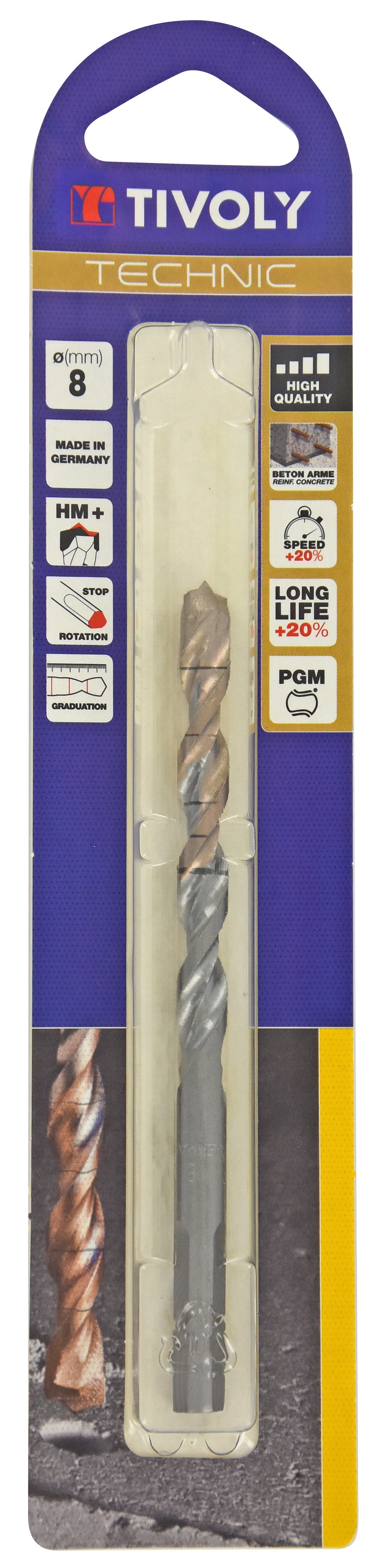 Foret Béton Technic Gradué Tivoly - Diamètre 4 Mm, Pointe Carbure, Gradué
