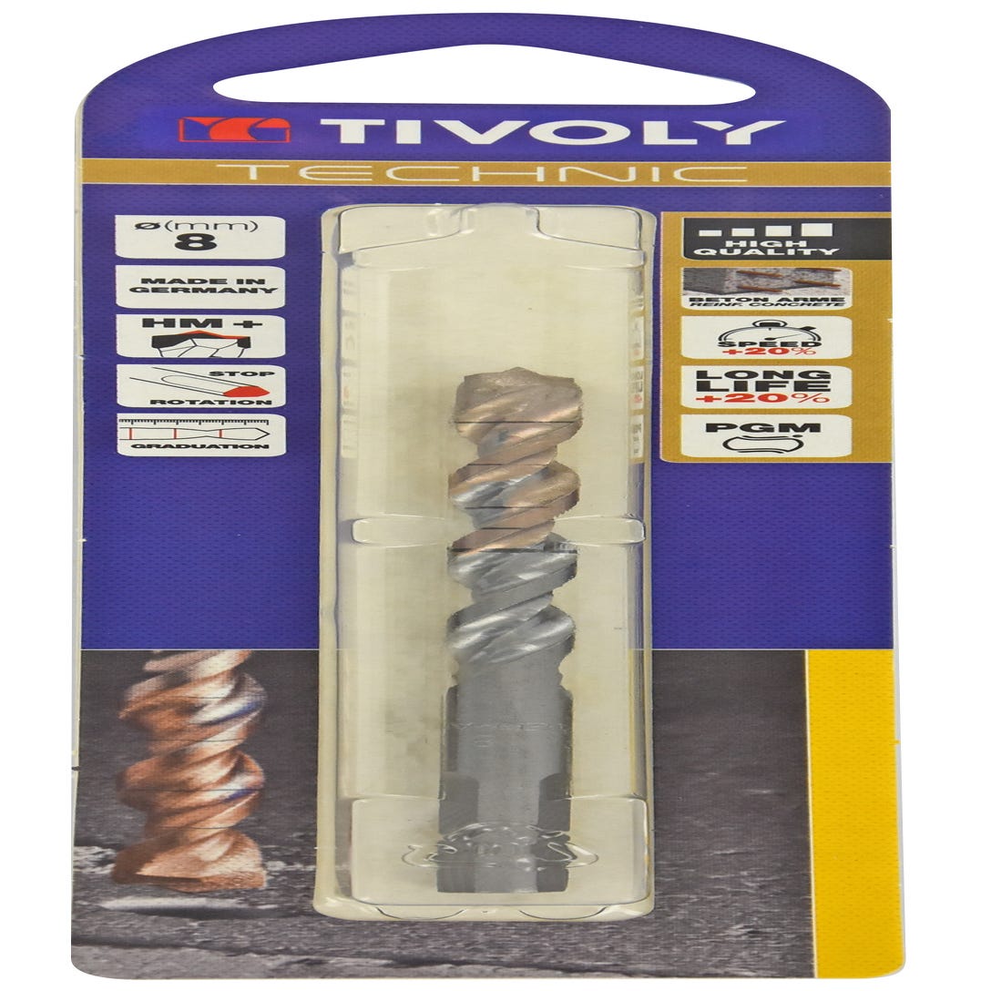 Foret Béton Technic Gradué Tivoly - Diamètre 4 Mm, Pointe Carbure, Gradué