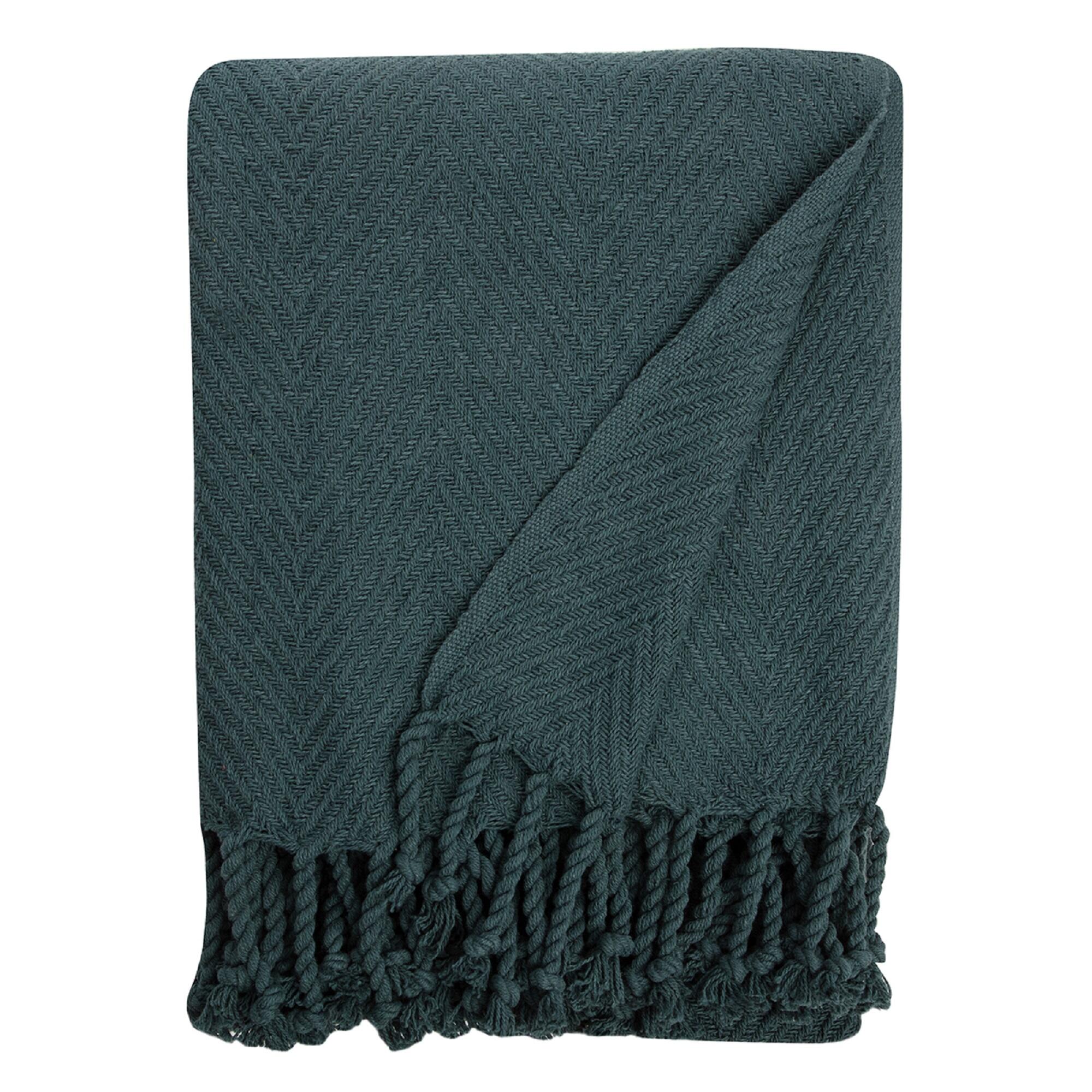 Manta algodón Kalinda rectangular algodón espigas azul de 120x150 cm - 4