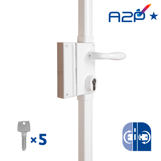 Serrure en applique multipoint A2P* BRICARD Astral sens gauche, débrayable blanc