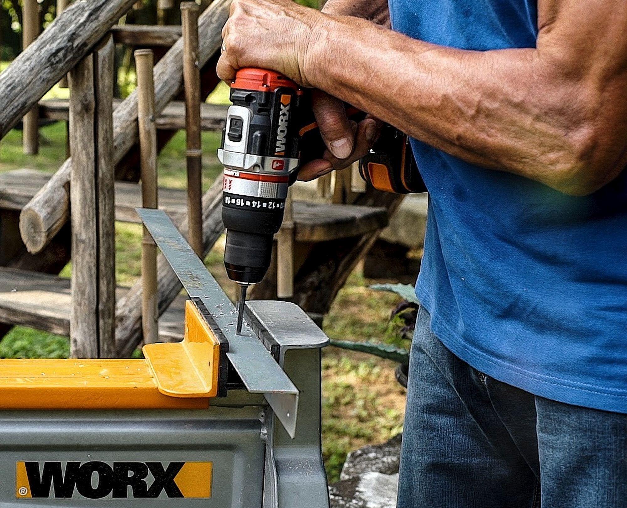 Taladro percutor WORX 20 V 60 Nm + 2 baterías de 4.0 Ah + Accesorios - Compatible con Powershare - 7