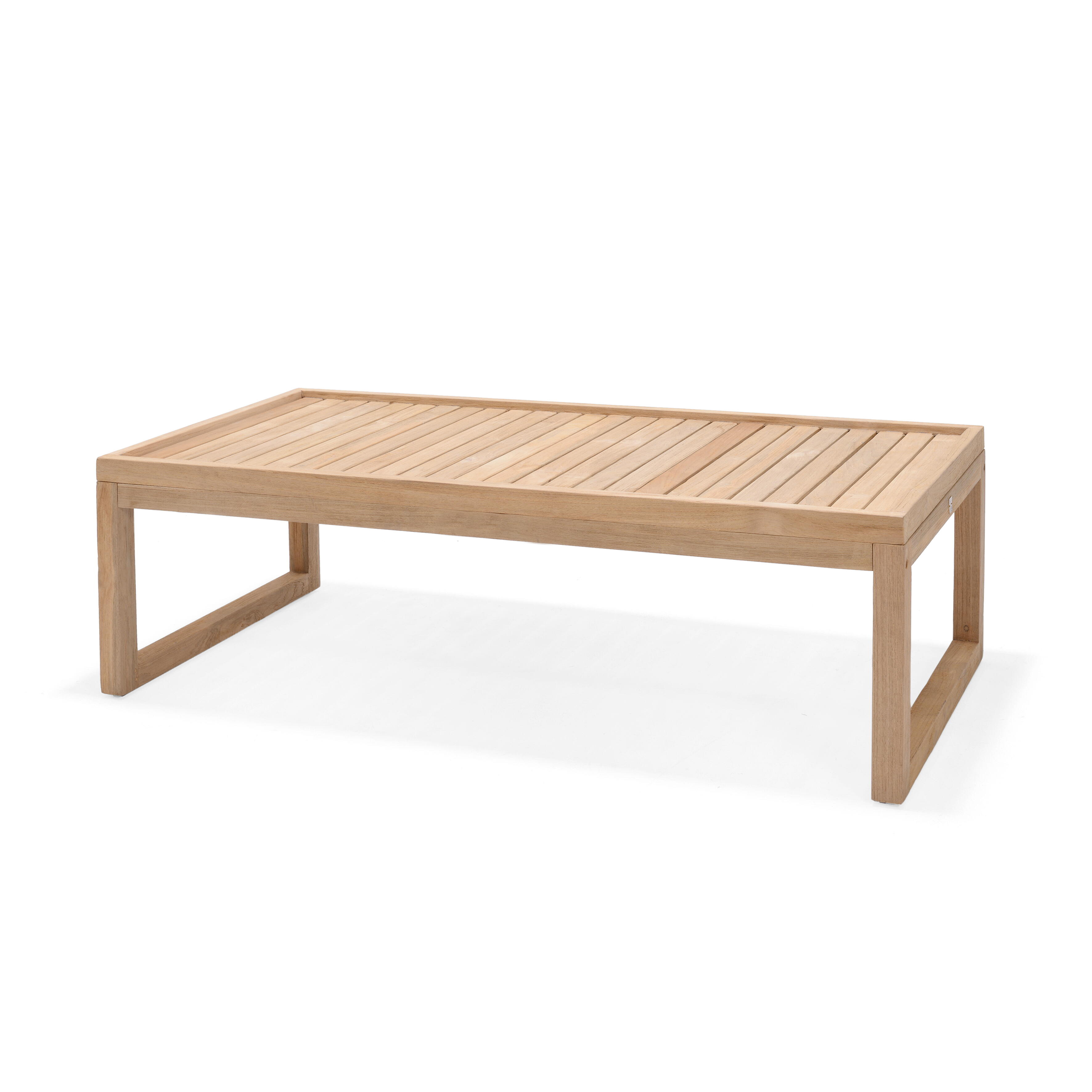 Mesa de jardín baja de teca rockwell de 130x43x60 cm