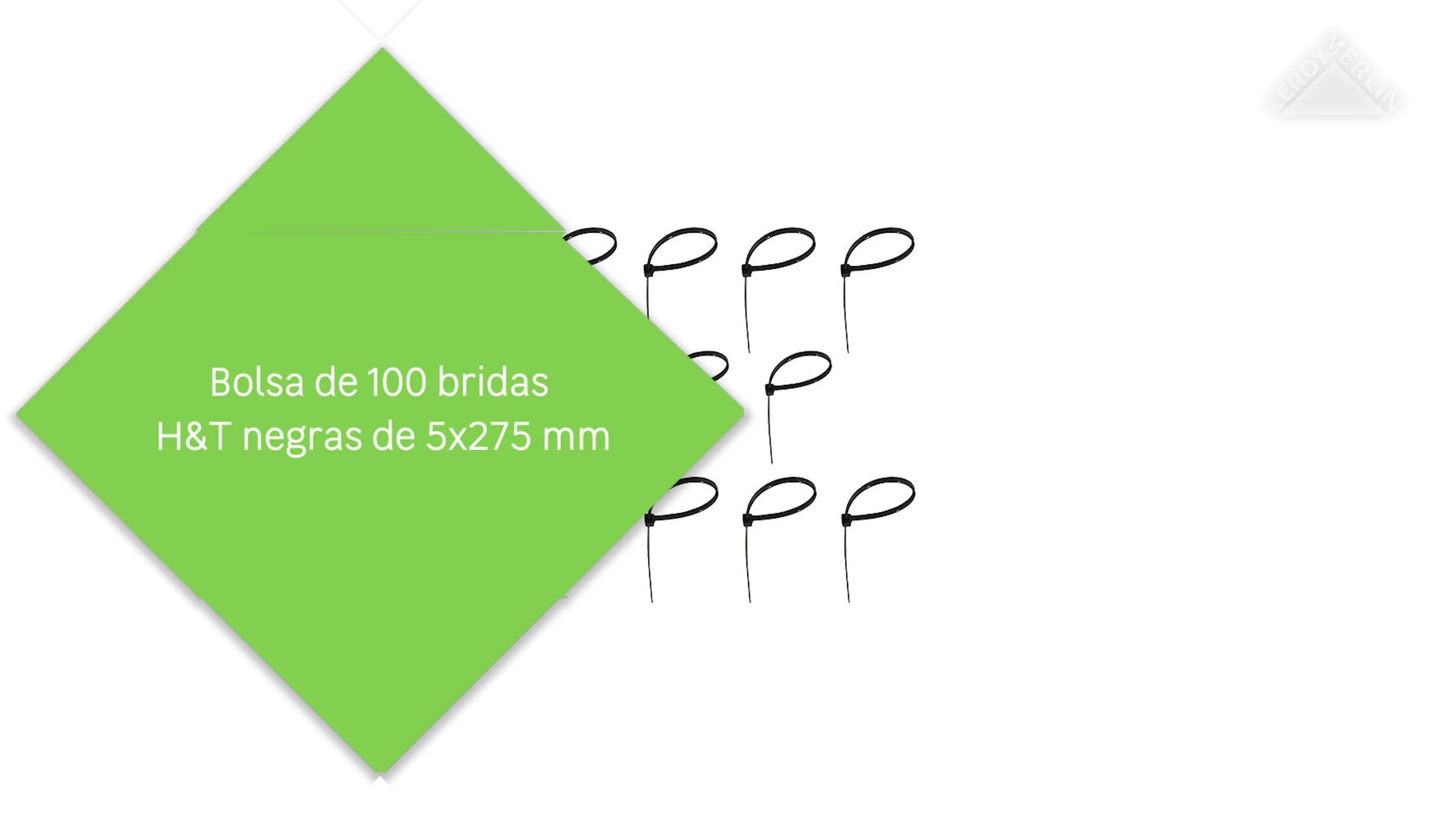 Bolsa de 100 bridas H&T negras de 5x275 mm - 2