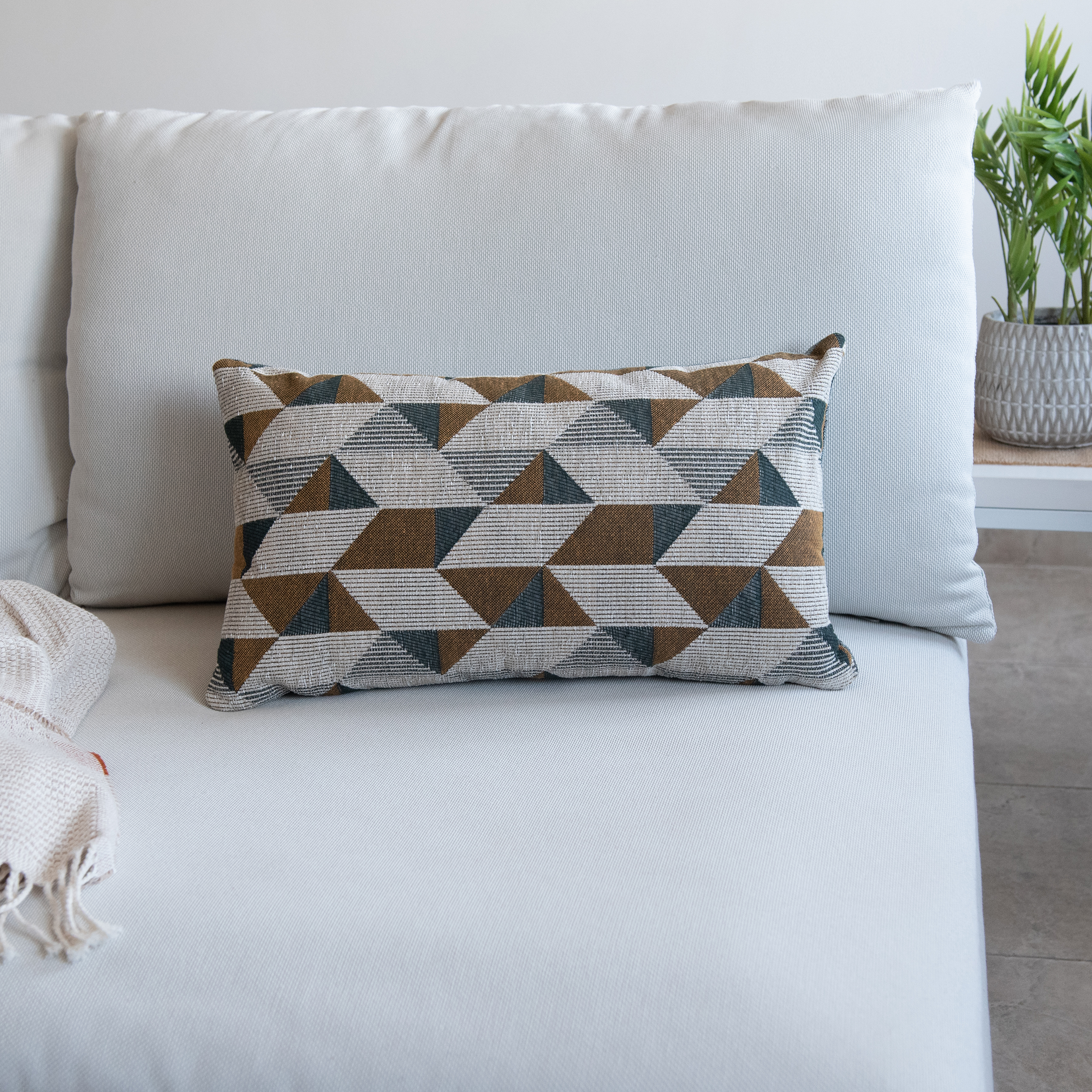 Coussin Jacquard bleu/vert l.50 x H.30 cm - 6