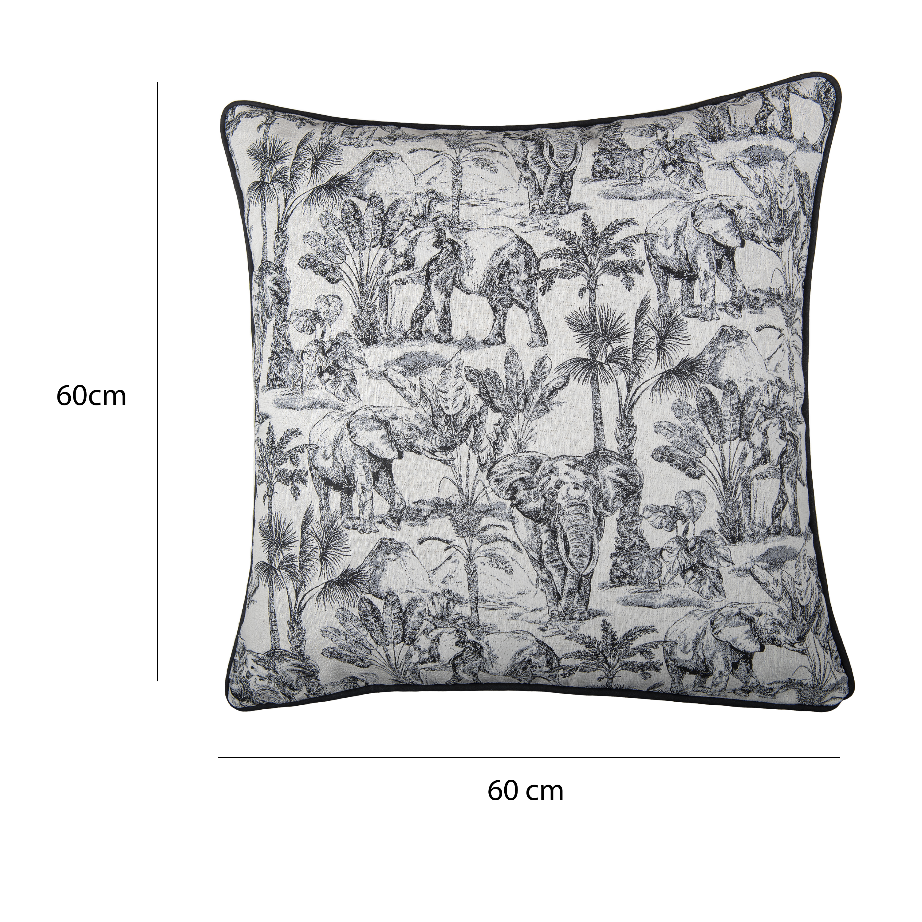 Coussin Jacquard éléphant, noir l.60 x H.60 cm - 2