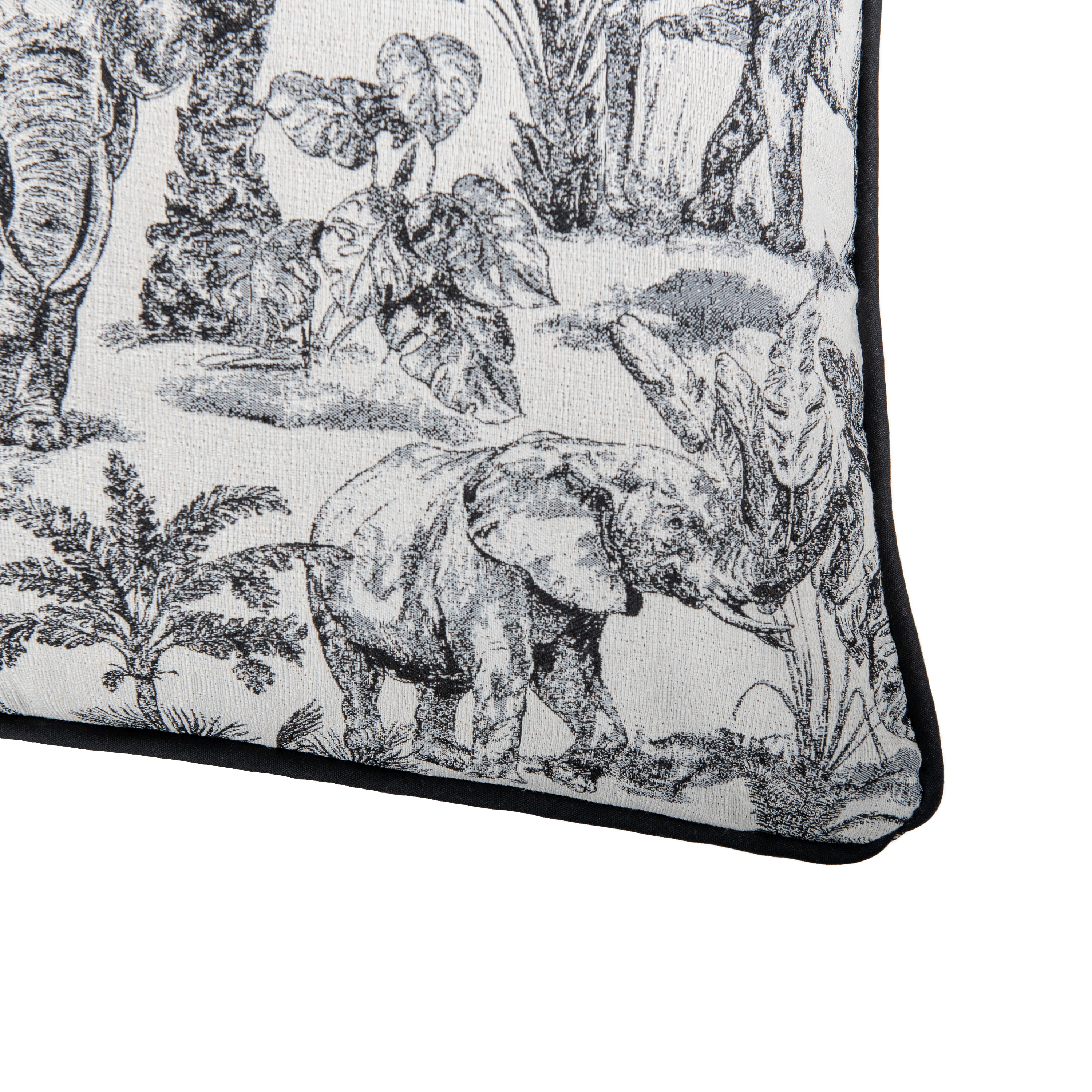 Coussin Jacquard éléphant, noir l.60 x H.60 cm - 4