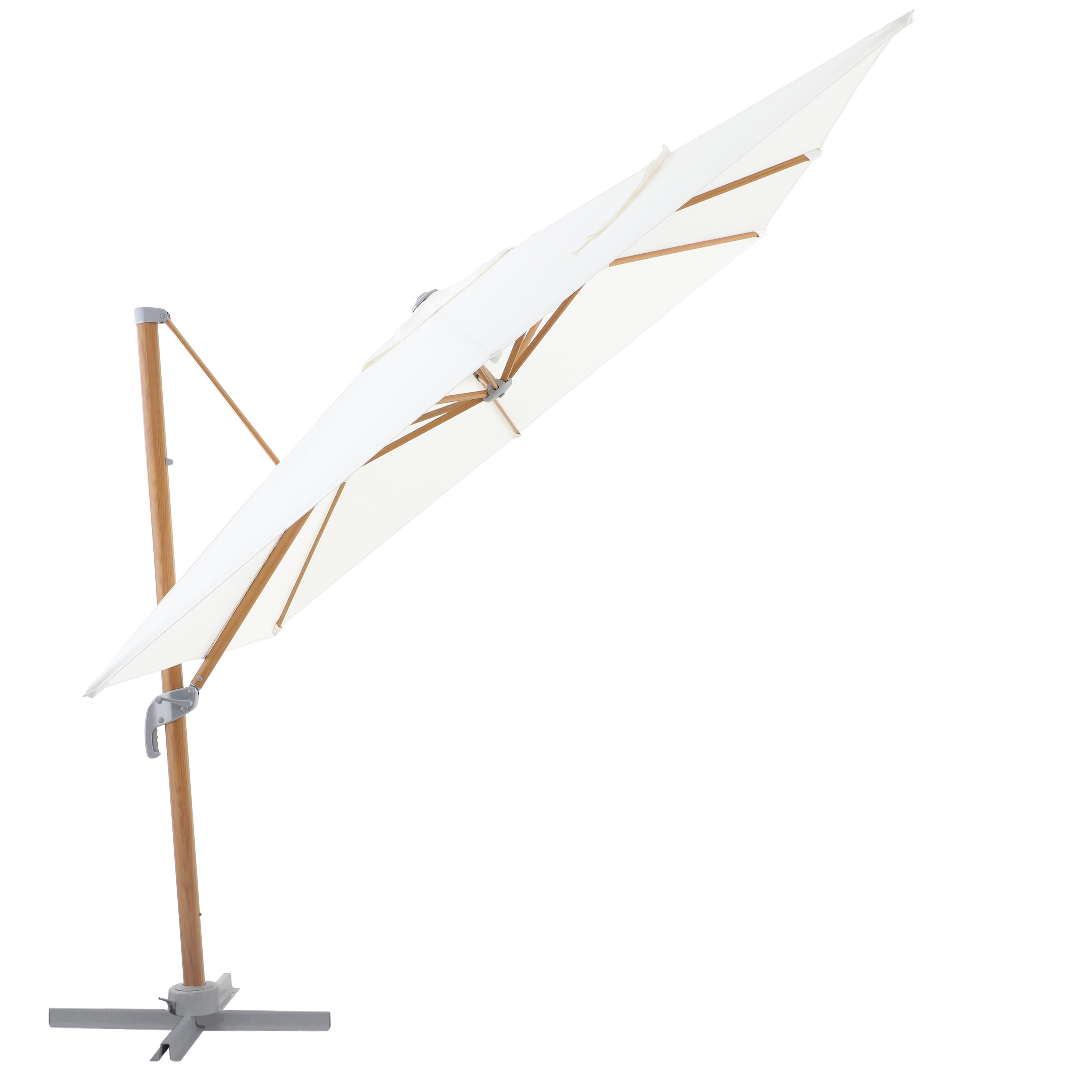 Ombrellone a palo laterale marrone AGORA NATERIAL con telo quadrato bianco L 286 x P 286 x H 264 cm - 8
