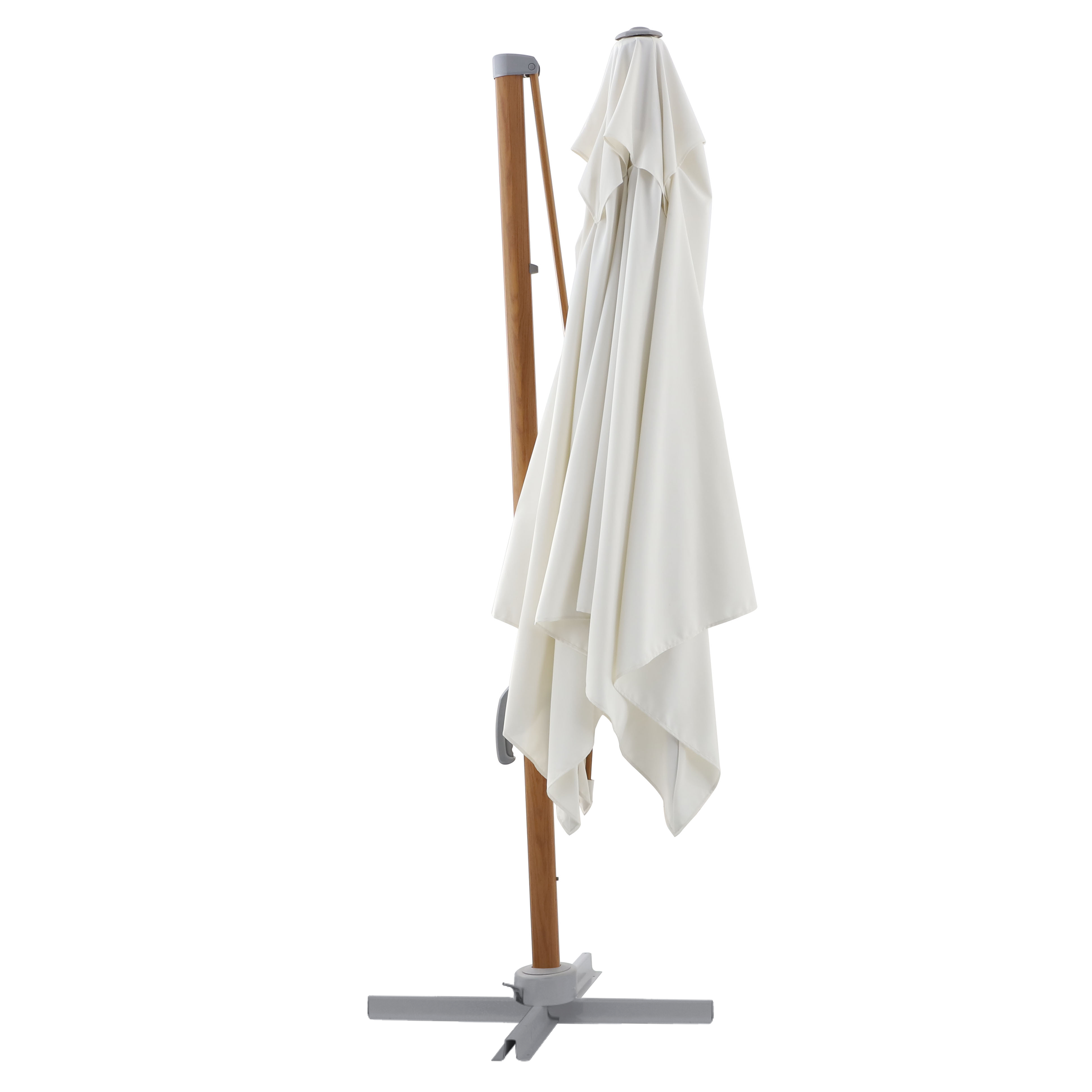 Ombrellone a palo laterale marrone AGORA NATERIAL con telo quadrato bianco L 286 x P 286 x H 264 cm - 9