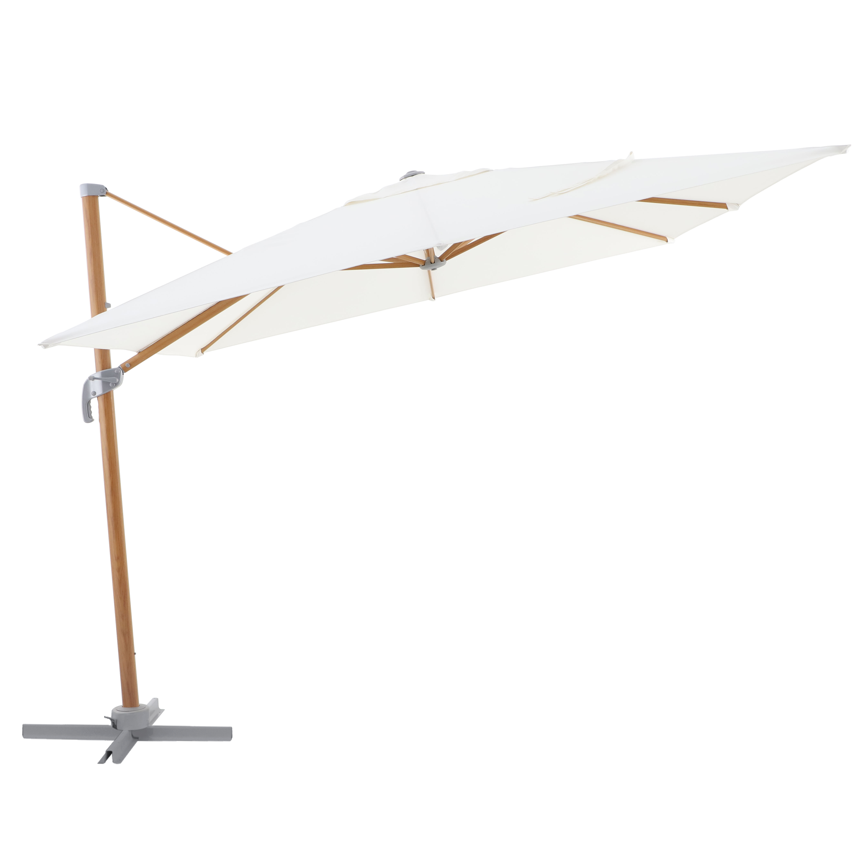 Ombrellone a palo laterale marrone AGORA NATERIAL con telo quadrato bianco L 286 x P 286 x H 264 cm - 11