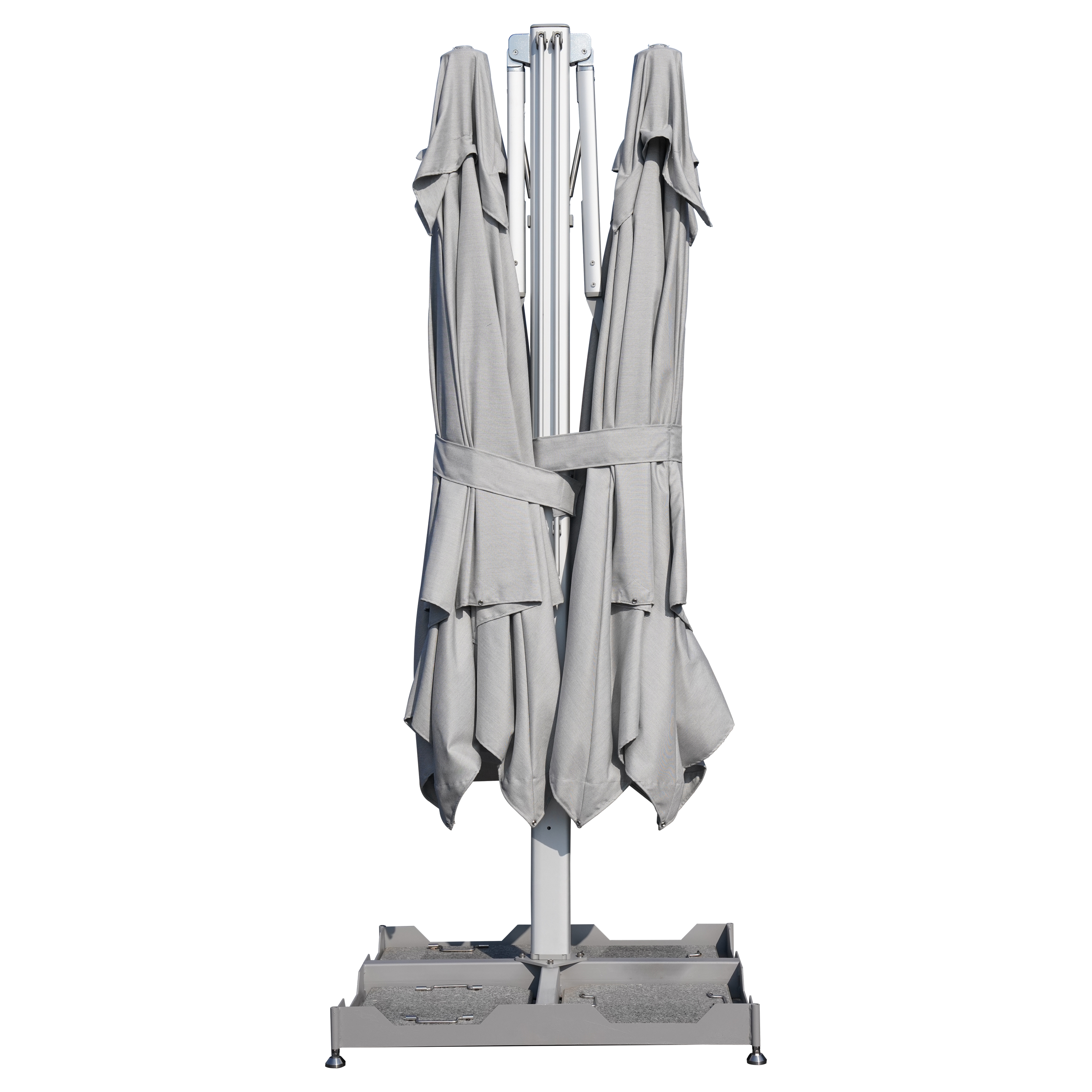 Ombrellone centrale bianco / argento SOMBRA CONTRACT NATERIAL con telo rettangolare grigio L 295 x P 600 x H 267 cm - 7