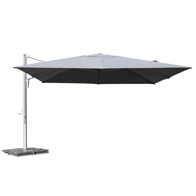 Parasol excéntrico rectangular NATERIAL Sombra de aluminio gris 400x400 cm