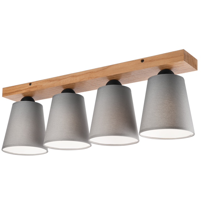 Lampa sufitowa Lula szara z drewnem 4 x E27 Lamkur