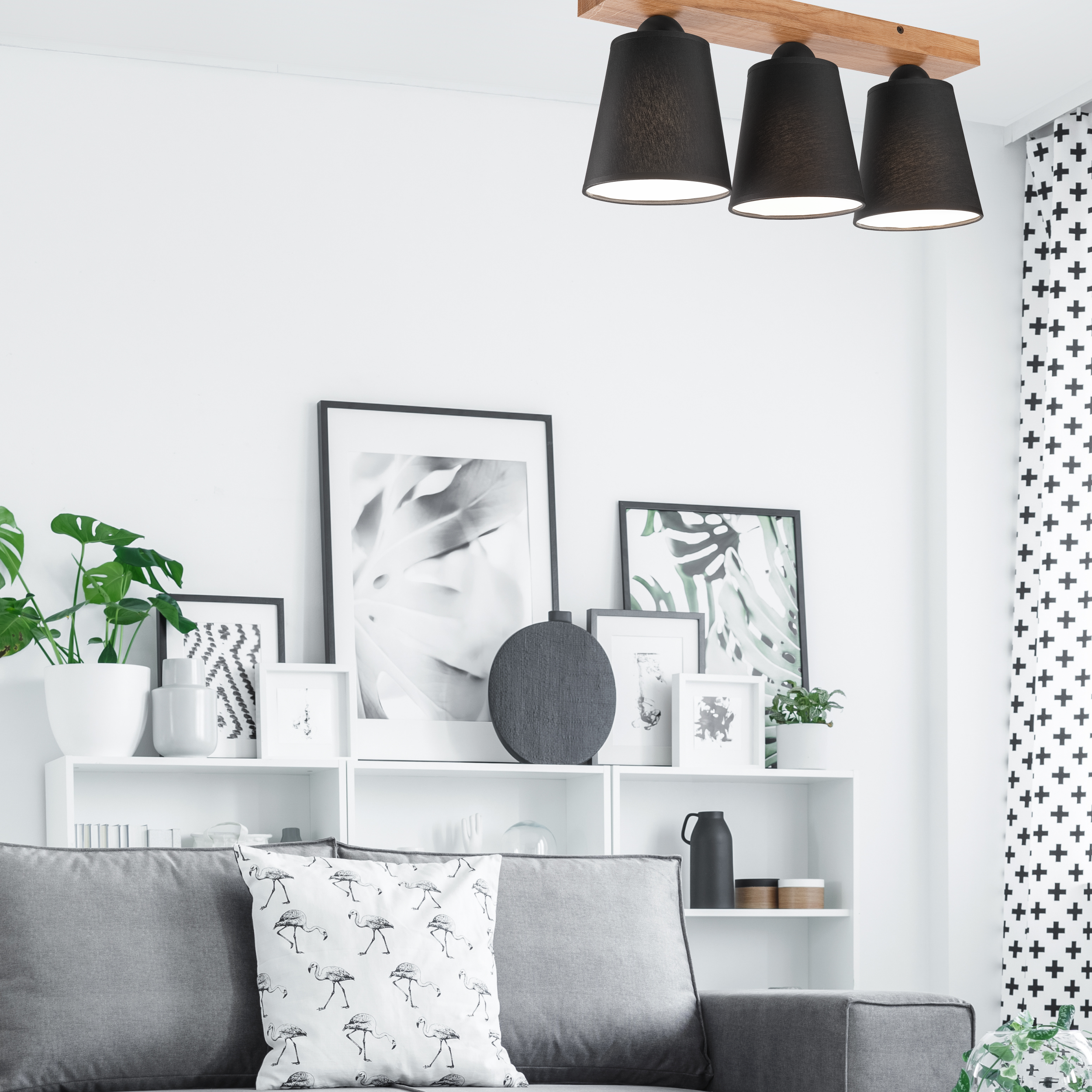 Lampa sufitowa Lula czarna z drewnem 3 x E27 Lamkur - 4
