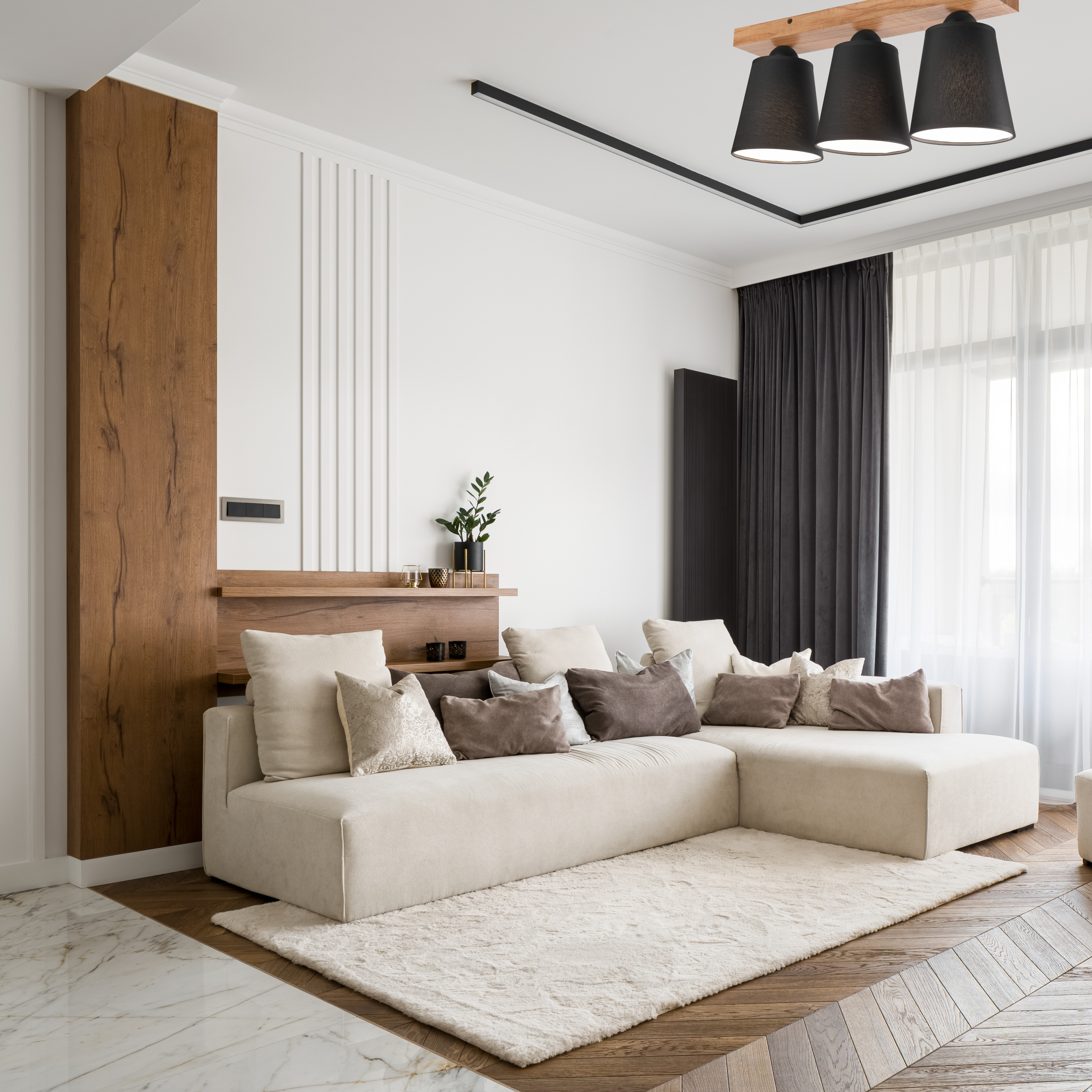 Lampa sufitowa Lula czarna z drewnem 3 x E27 Lamkur - 2