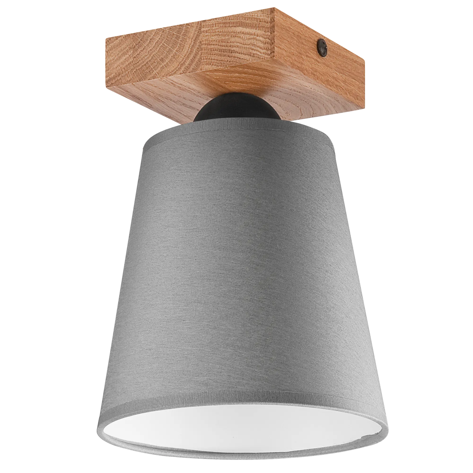 Lampa sufitowa Lula szara z drewnem E27 Lamkur