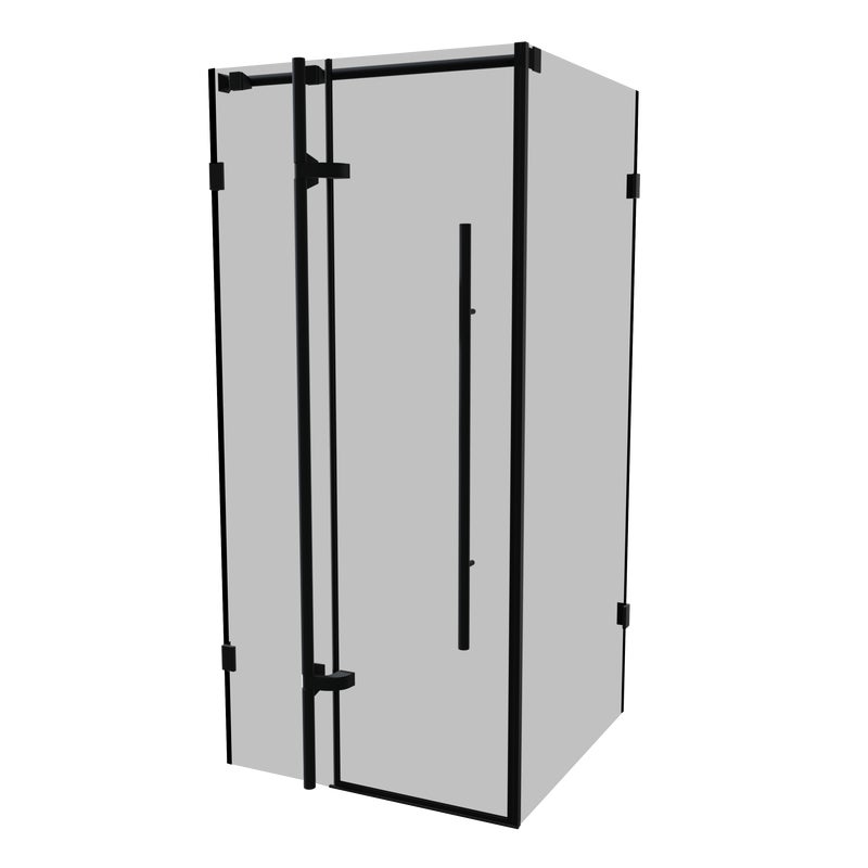 Kabina prysznicowa prostokątna Ferra Black 100 x 90 x 190 cm czarna szkło grafitowe Wellneo