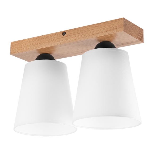 Lampa sufitowa Lula biała z drewnem 2 x E27 Lamkur