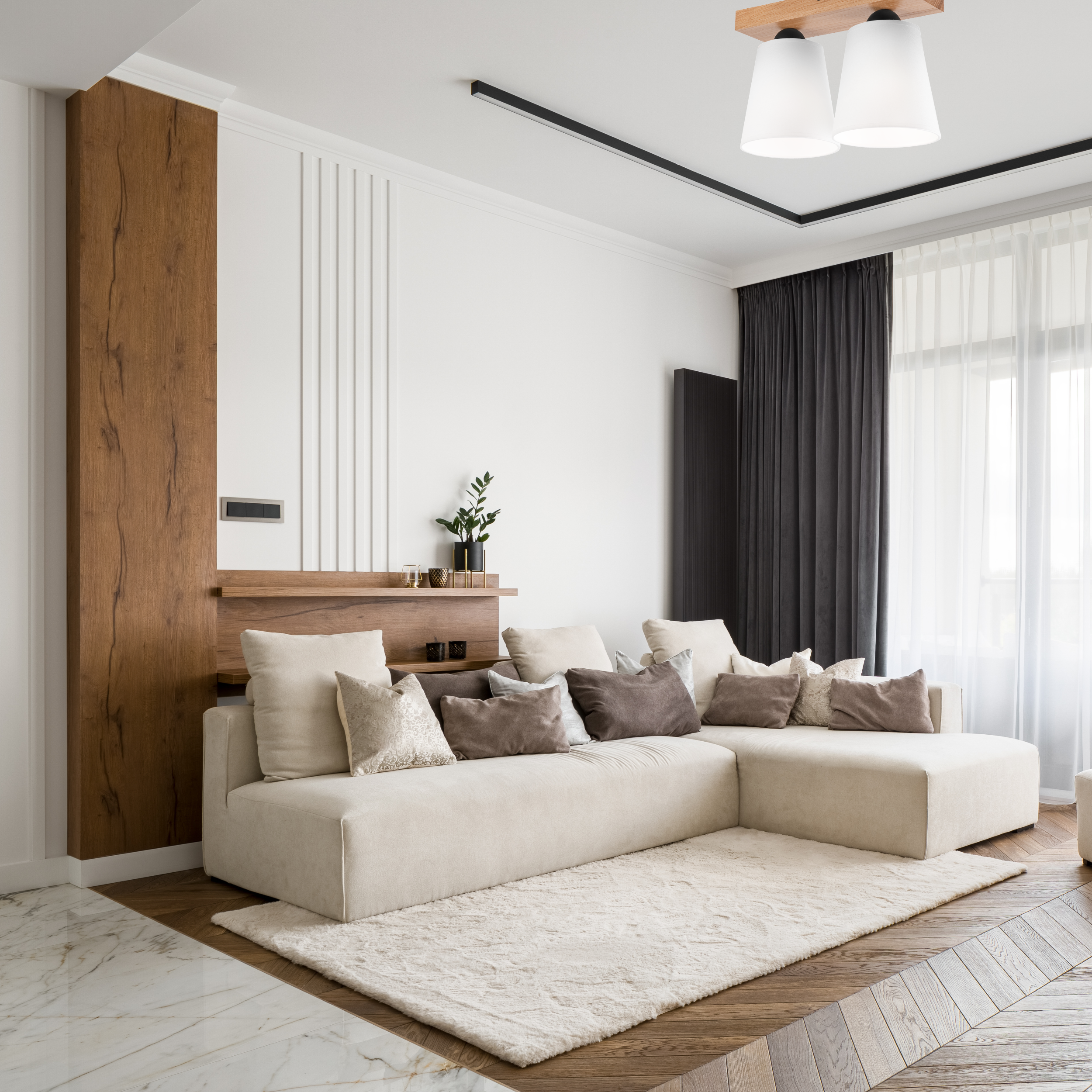 Lampa sufitowa Lula biała z drewnem 2 x E27 Lamkur - 3
