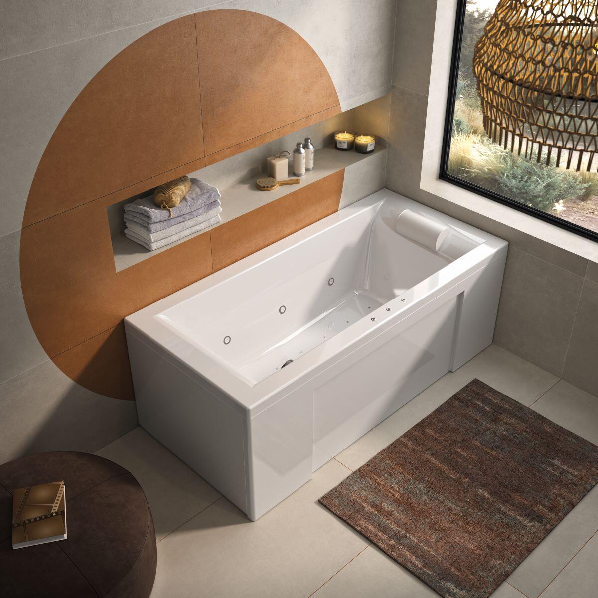 Baignoire balnéo droite L.180x l.80 cm, KINEDO Relax plus - 2