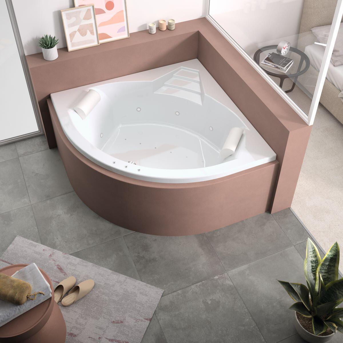 Baignoire balnéo d'angle L.140x l.140 cm, KINEDO Relax plus - 7